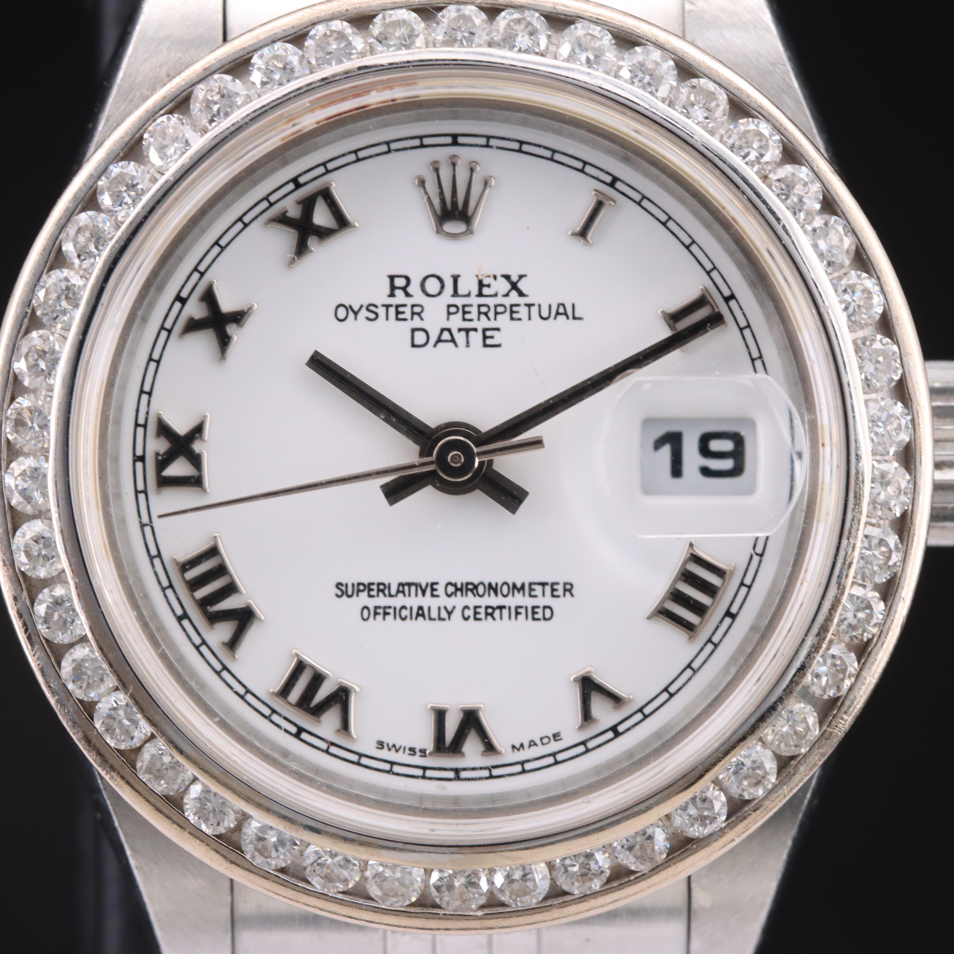 2004 Rolex Oyster Perpetual Date Custom Diamond Watch