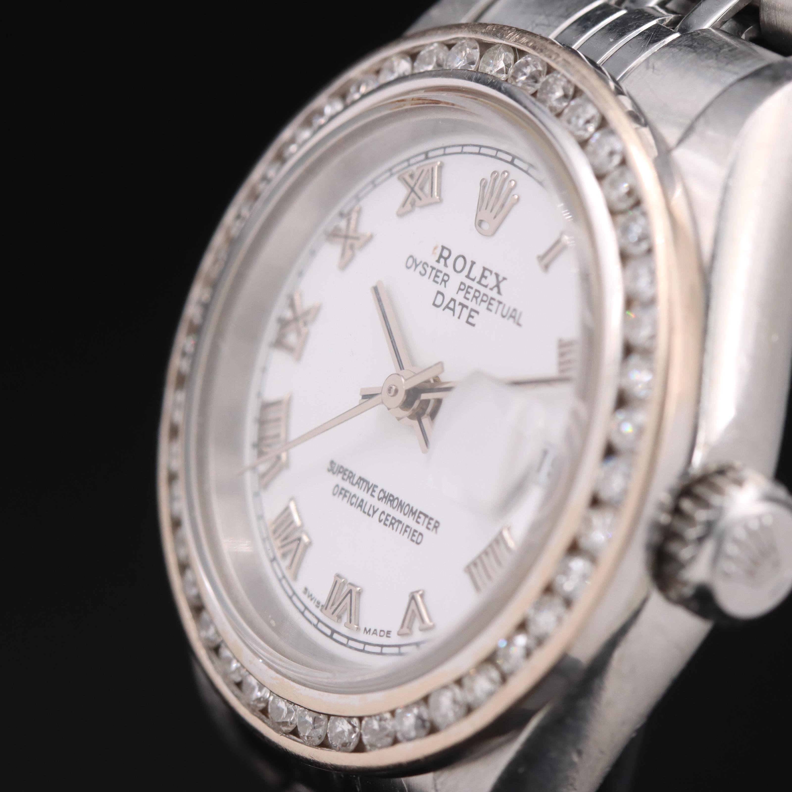 2004 Rolex Oyster Perpetual Date Custom Diamond Watch