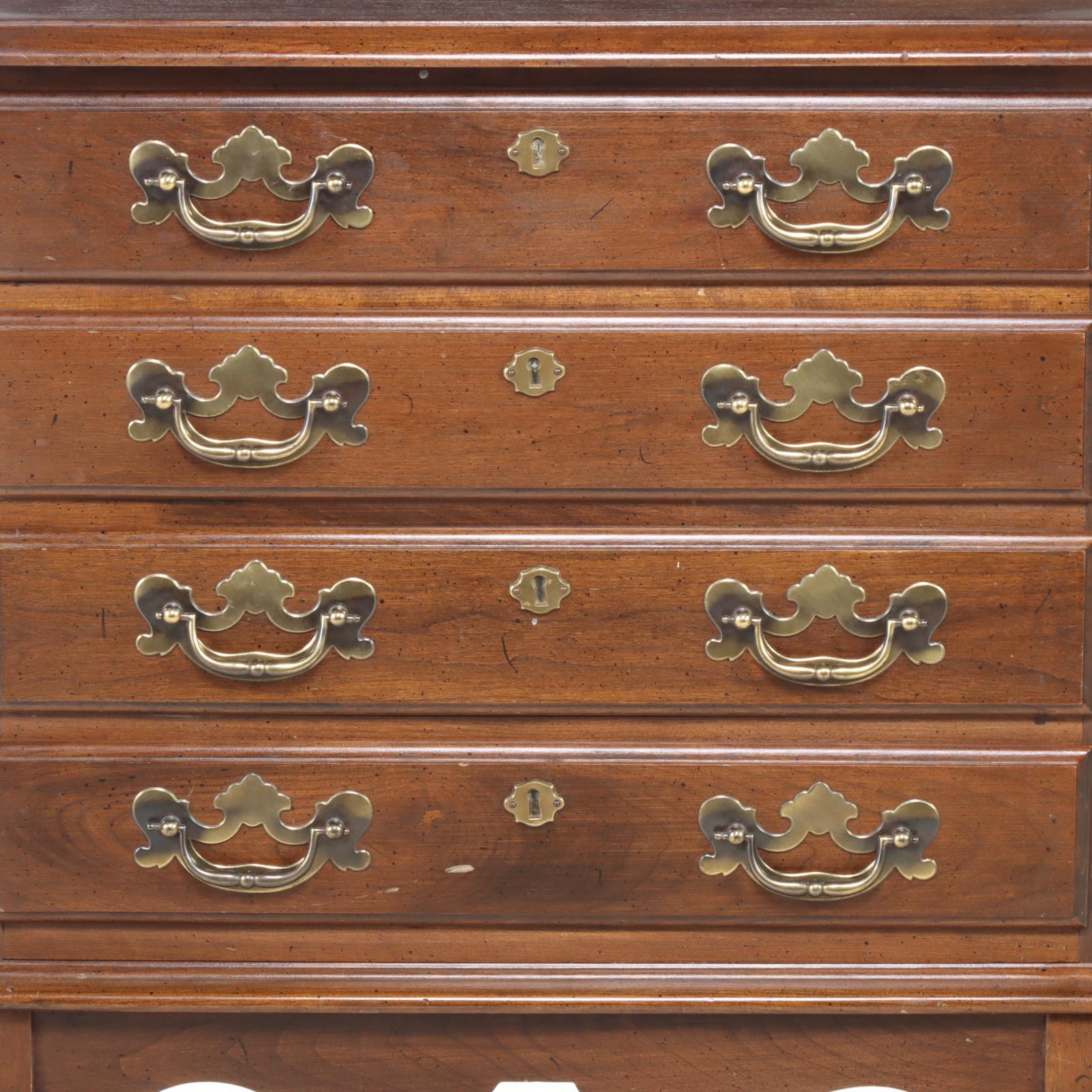 Crawford Furniture Queen Anne Style Cherrywood Four-Drawer Silver Chest