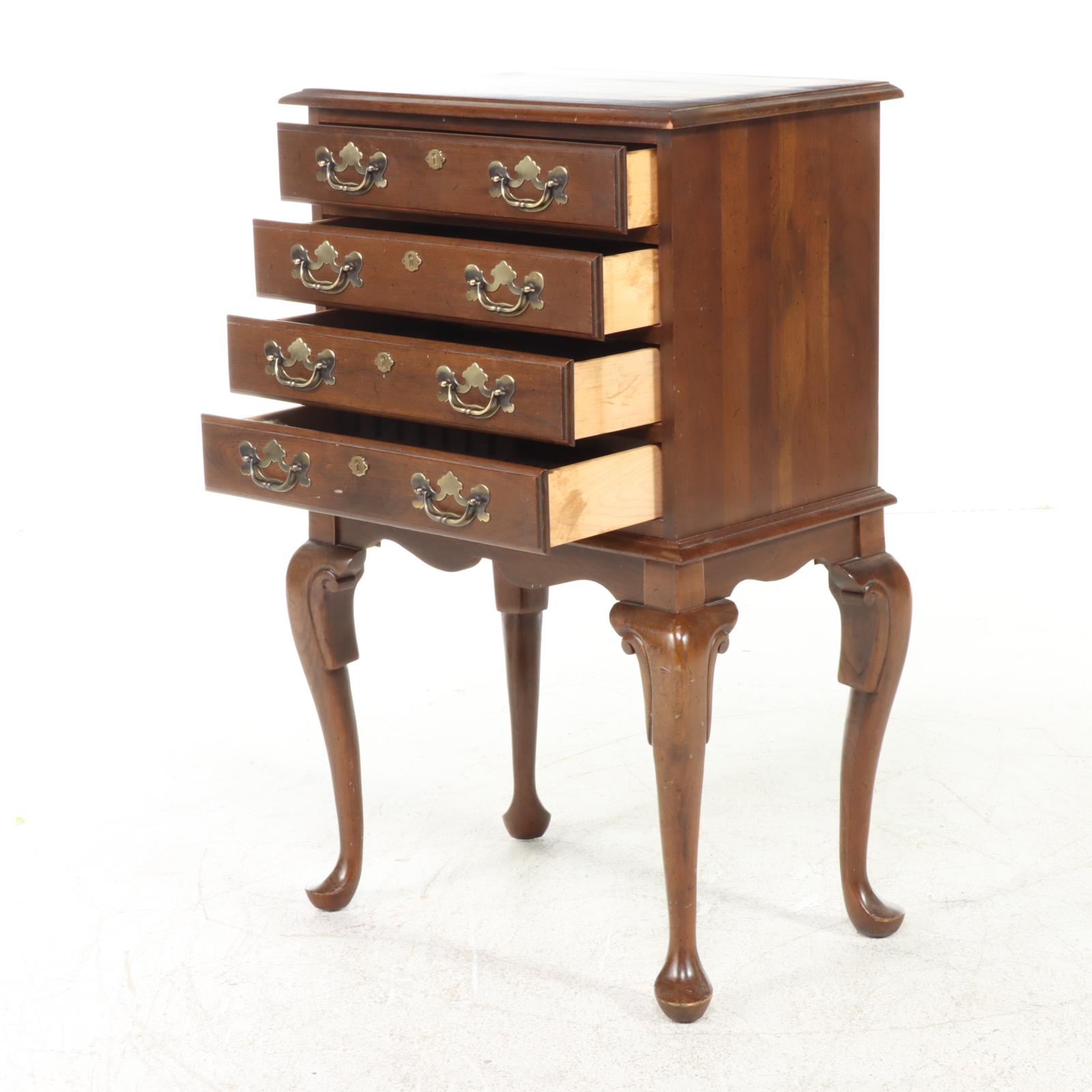 Crawford Furniture Queen Anne Style Cherrywood Four-Drawer Silver Chest