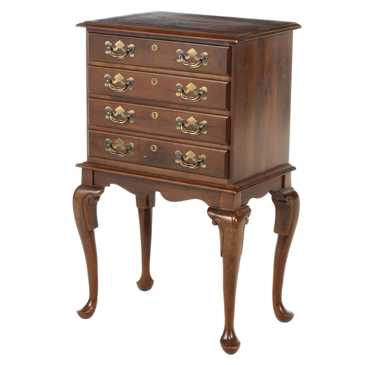 Crawford Furniture Queen Anne Style Cherrywood Four-Drawer Silver Chest