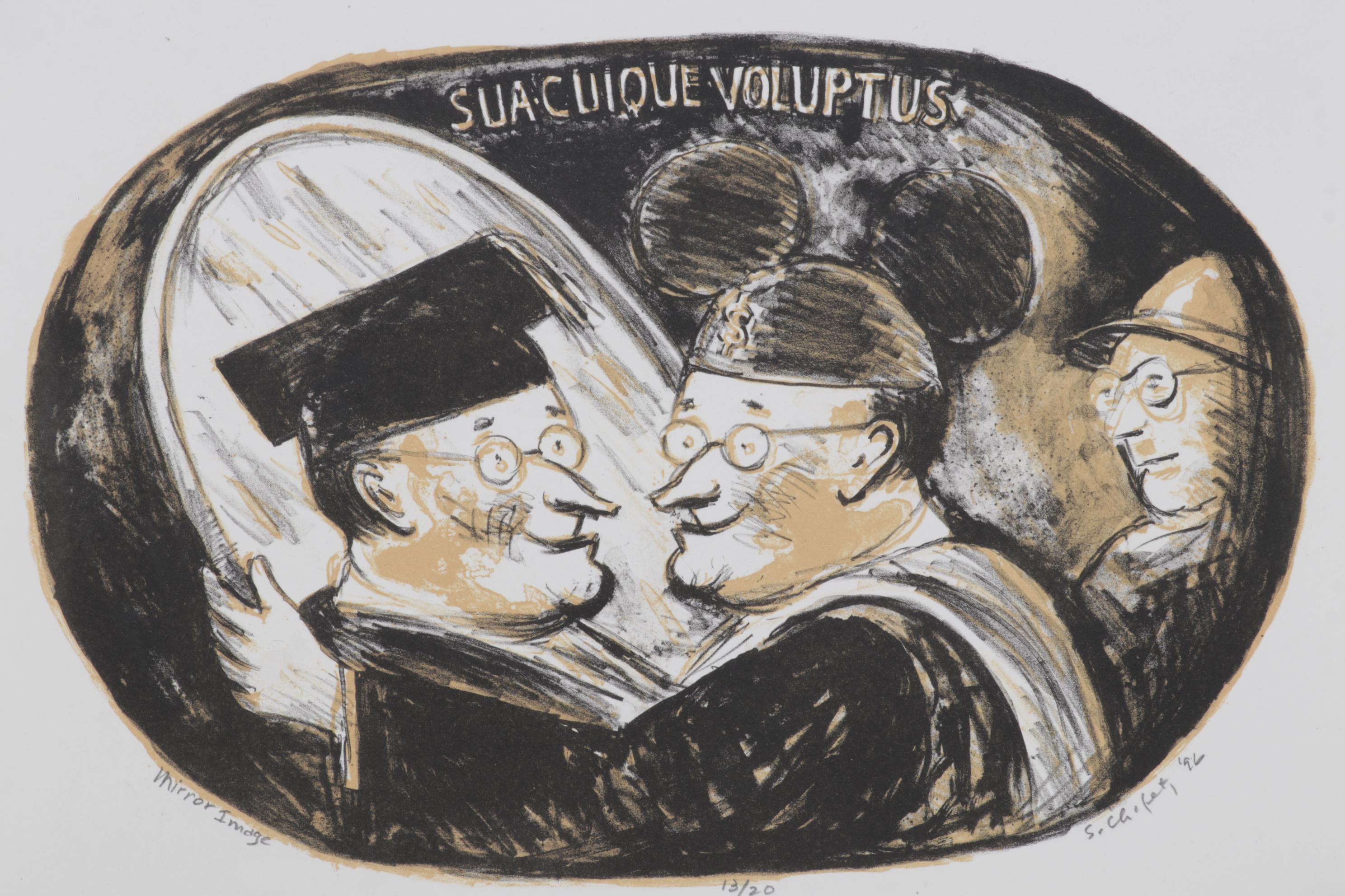 Sidney Chafetz Color Lithograph "Mirror Image," 1996