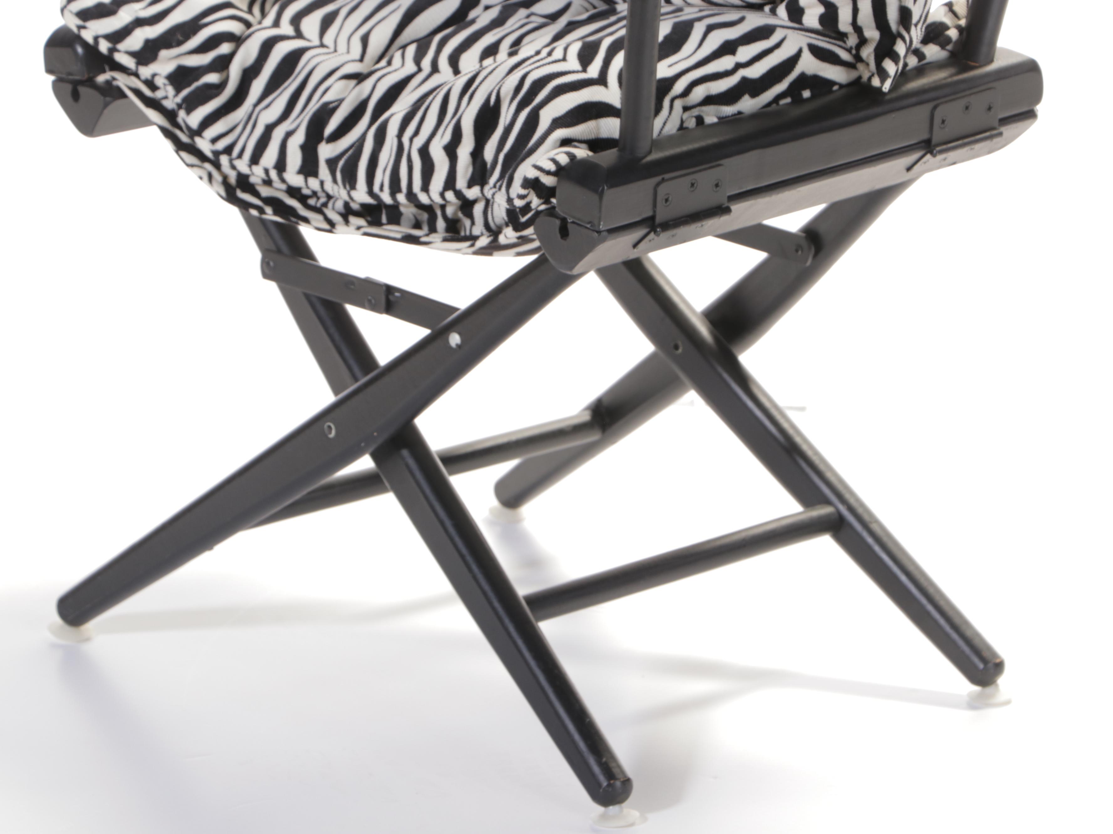 Telescope Furniture Ebonized and Zebra Print Folding Armchair EBTH