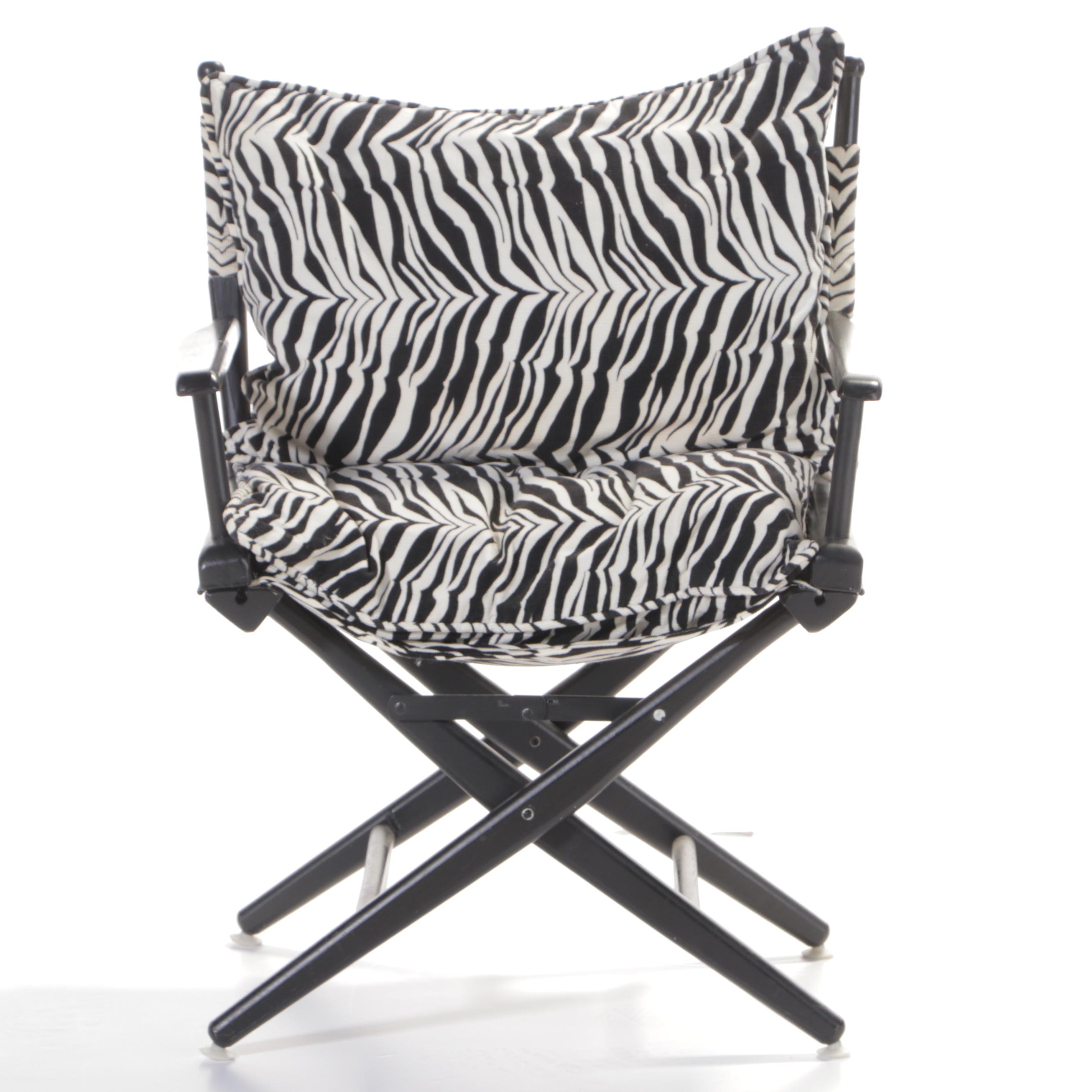 Telescope Furniture Ebonized and Zebra Print Folding Armchair EBTH
