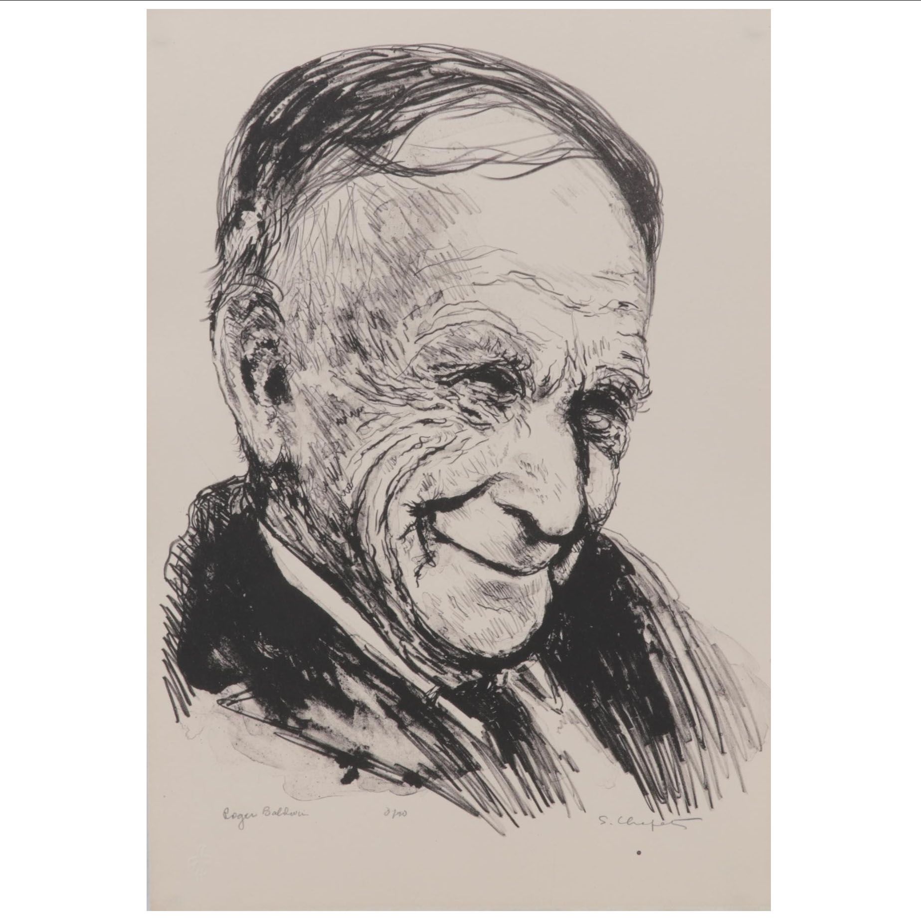 Sidney Chafetz Lithograph "Roger Baldwin," 1981