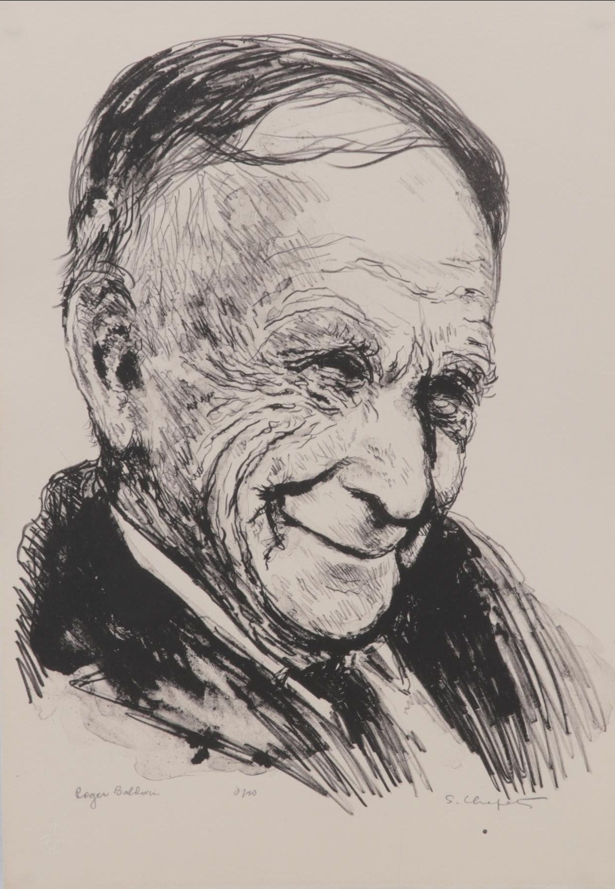 Sidney Chafetz Lithograph "Roger Baldwin," 1981