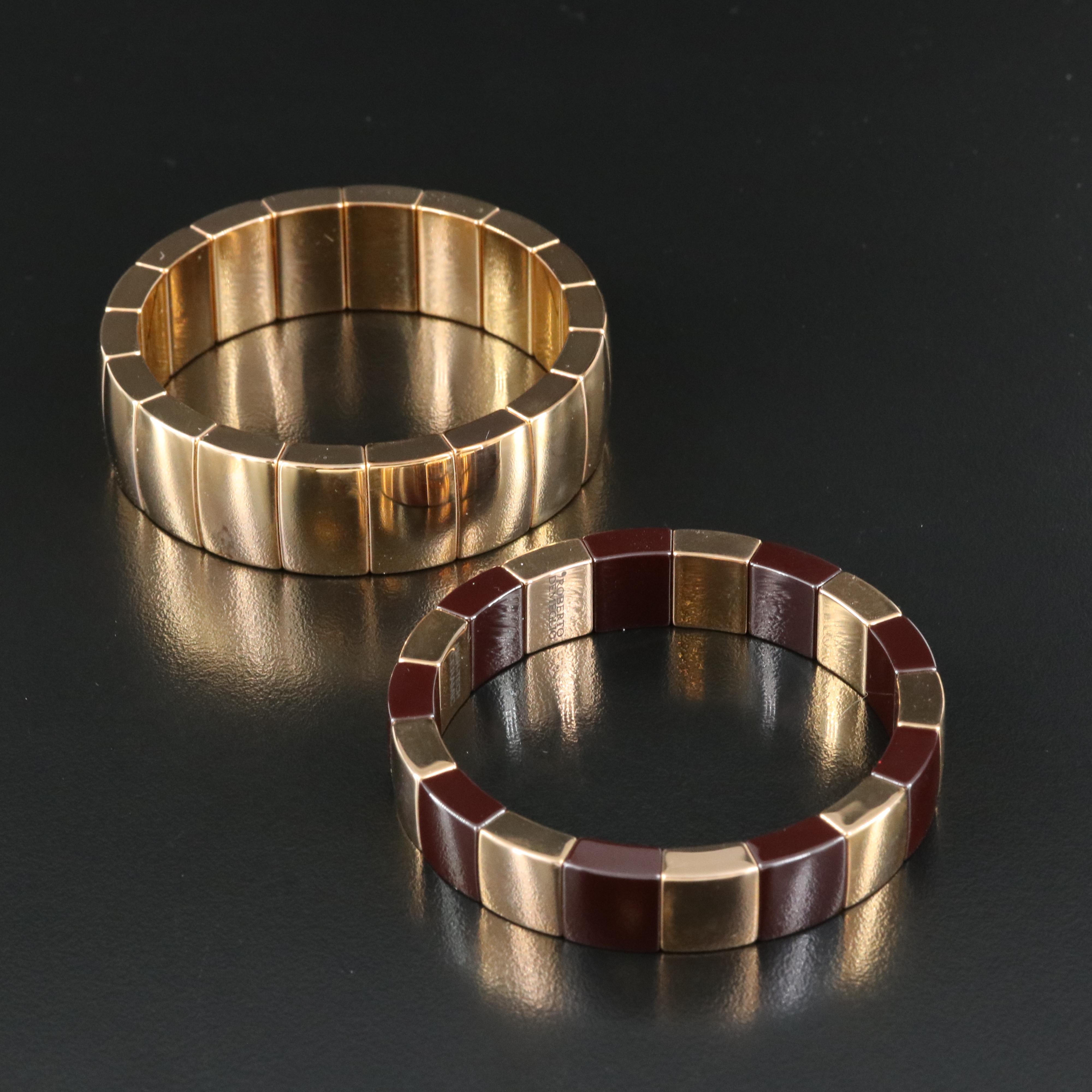 Roberto Demeglio Rectangular Link Bracelet with Ceramic Square Link Bracelet