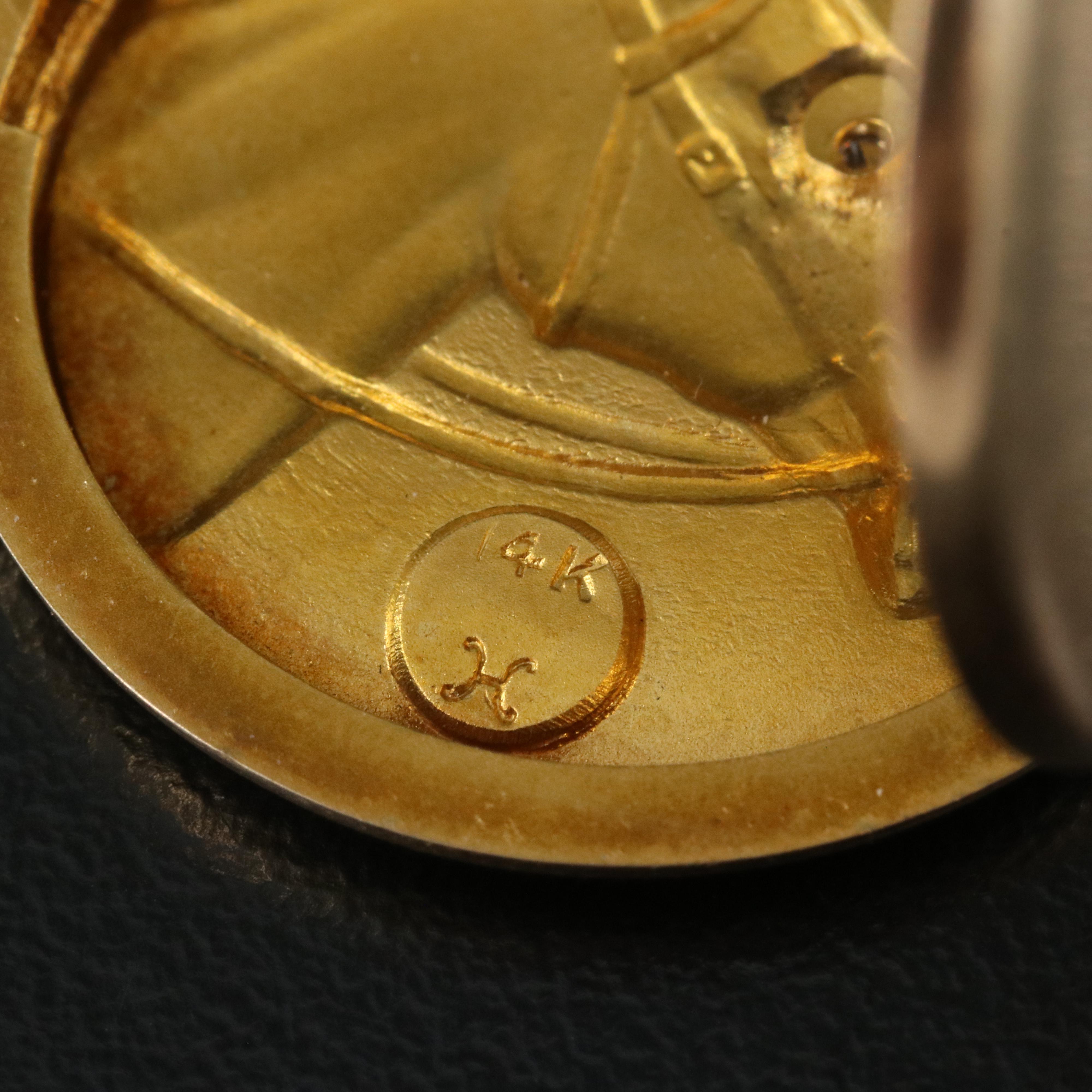 Early 1900s Wm Huger & Co.14K 0.01 CT Diamond Horse Locket