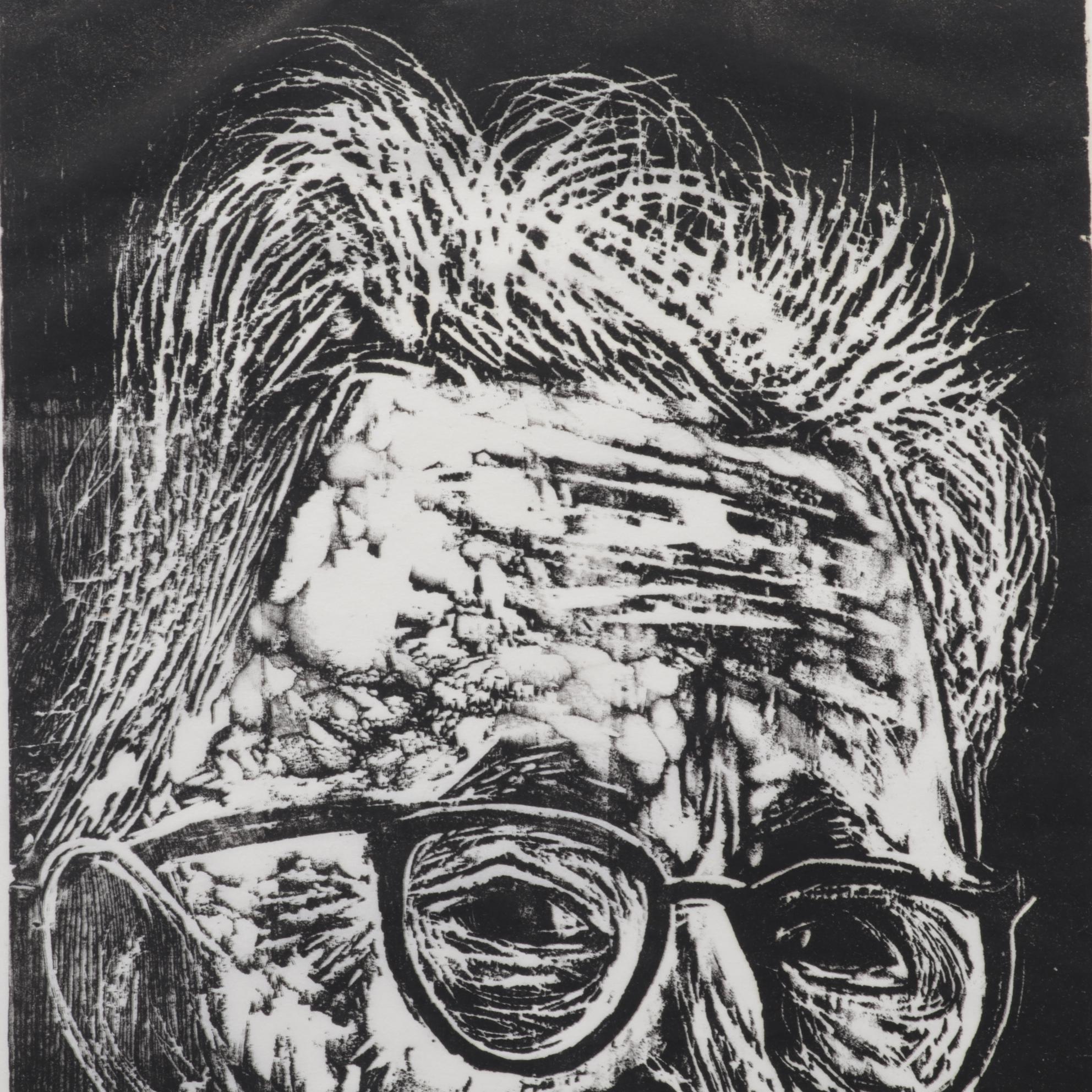 Sidney Chafetz Woodcut "A. J. Muste," 1967