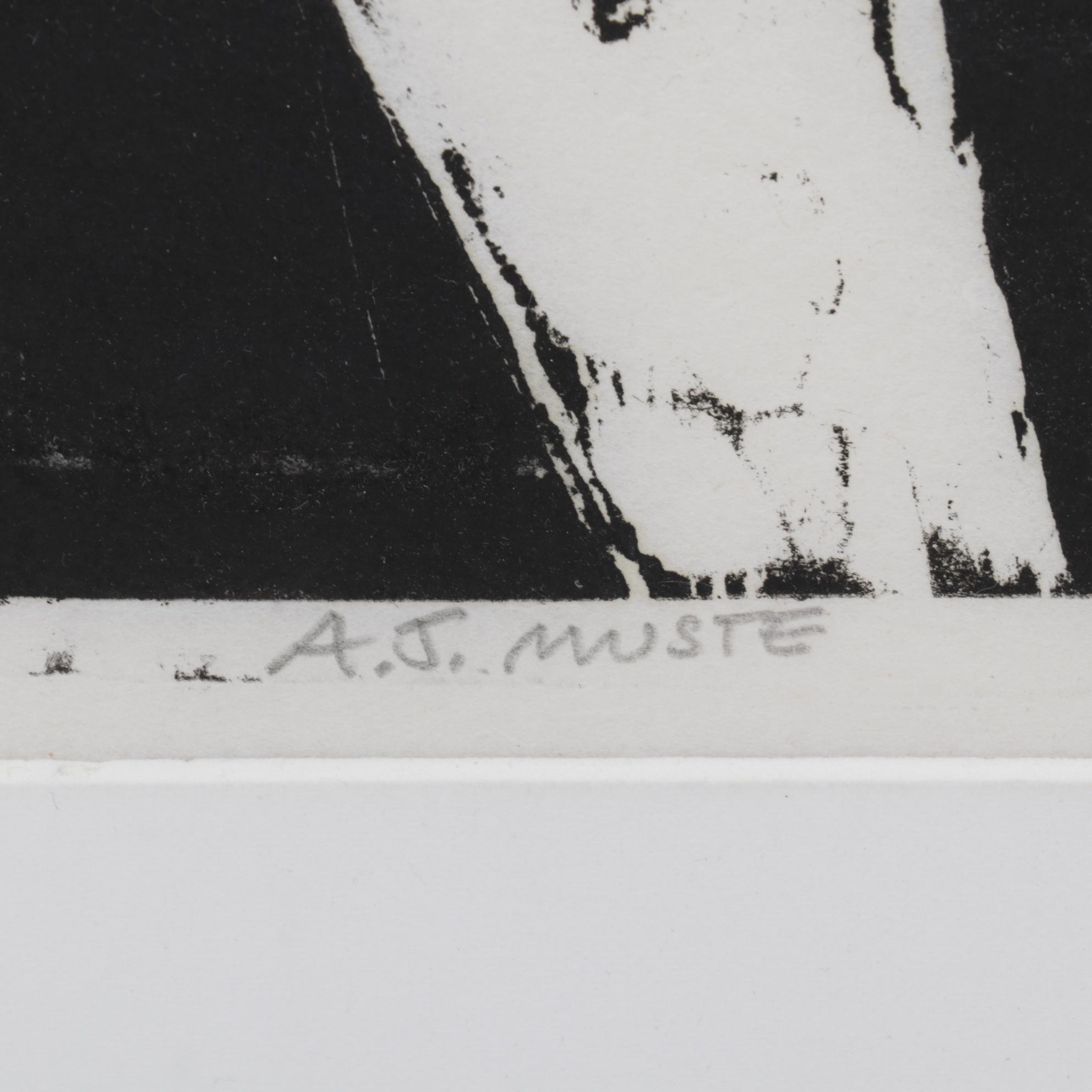 Sidney Chafetz Woodcut "A. J. Muste," 1967