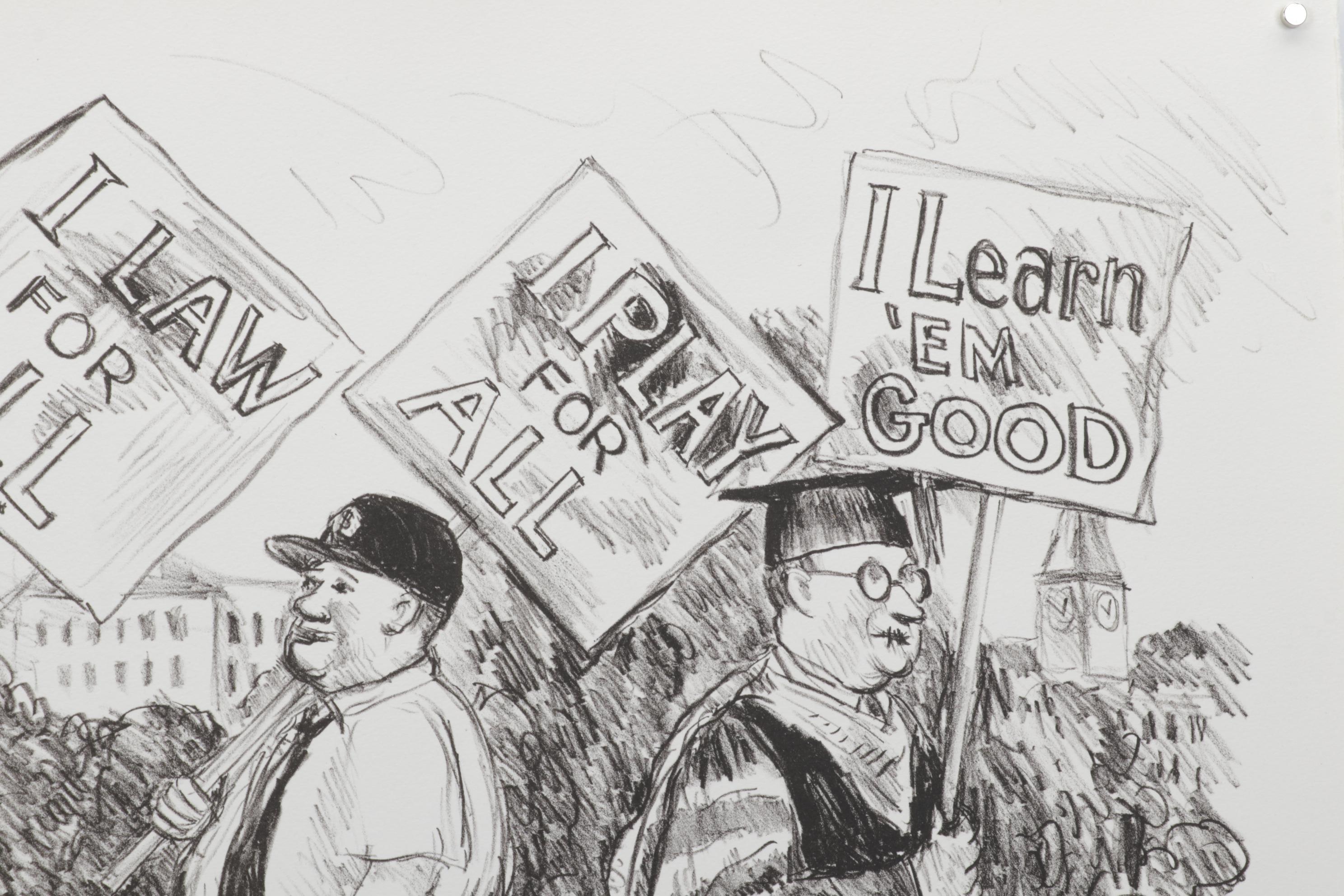 Sidney Chafetz Lithograph "Pickets," 1987