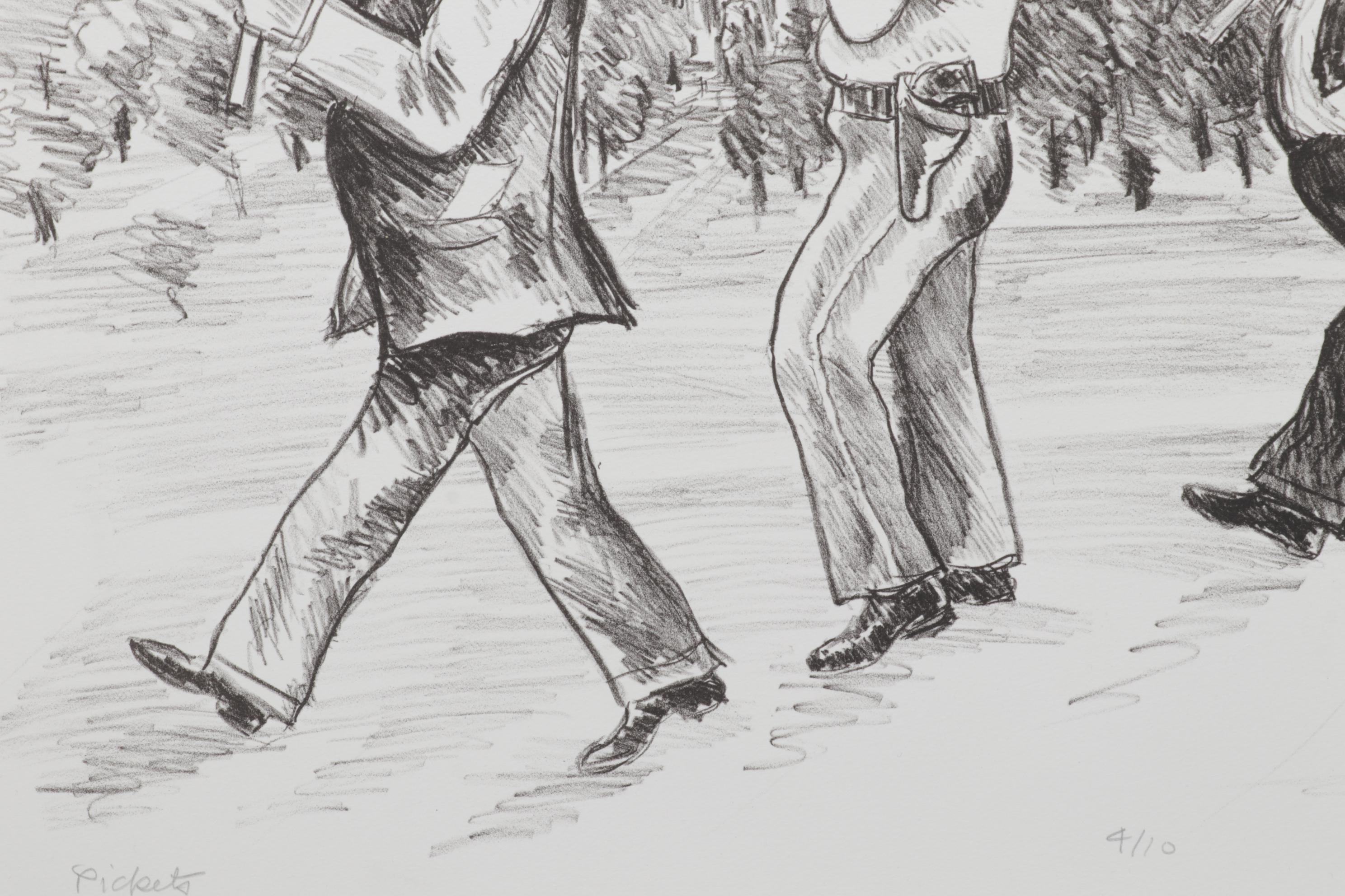 Sidney Chafetz Lithograph "Pickets," 1987