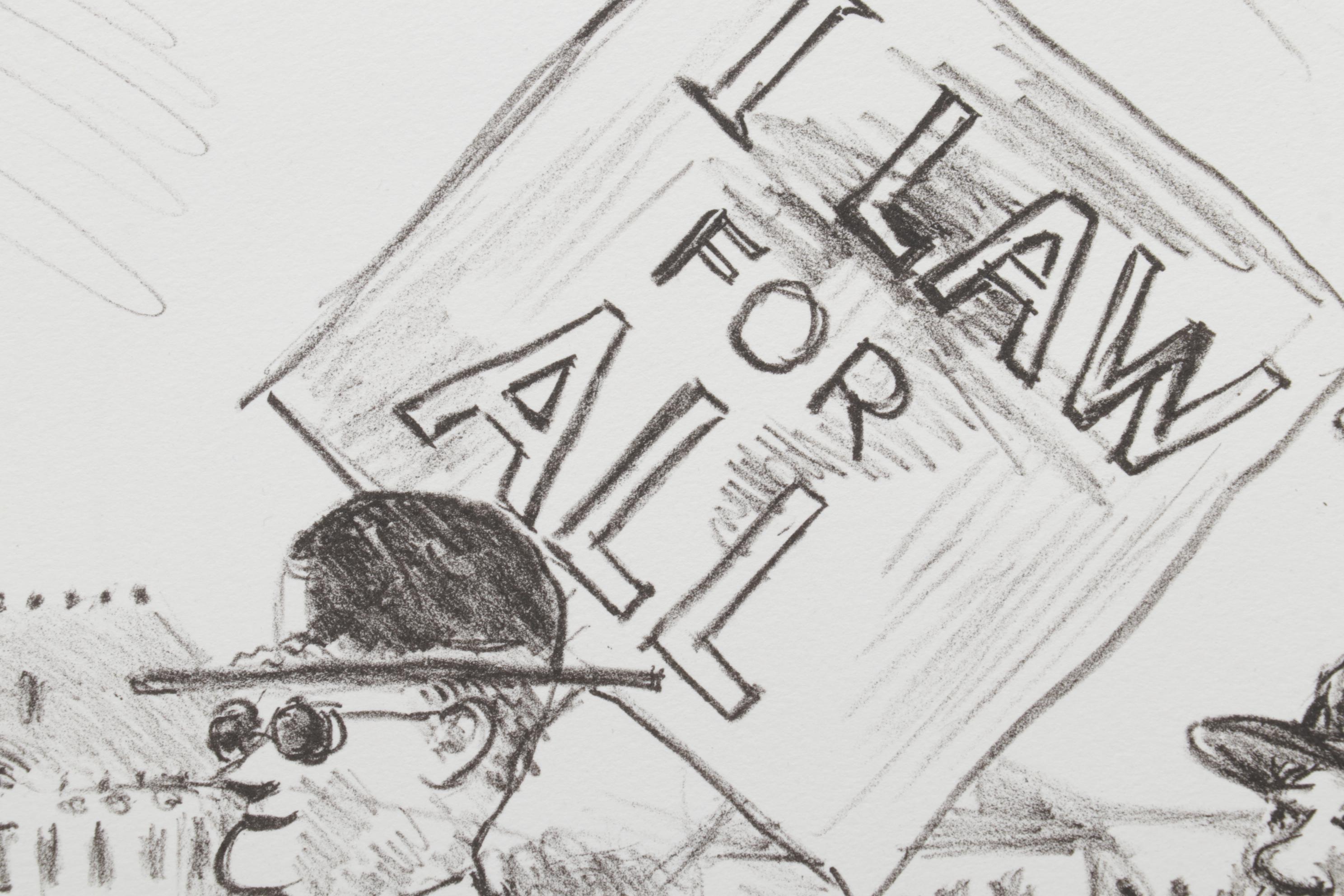 Sidney Chafetz Lithograph "Pickets," 1987