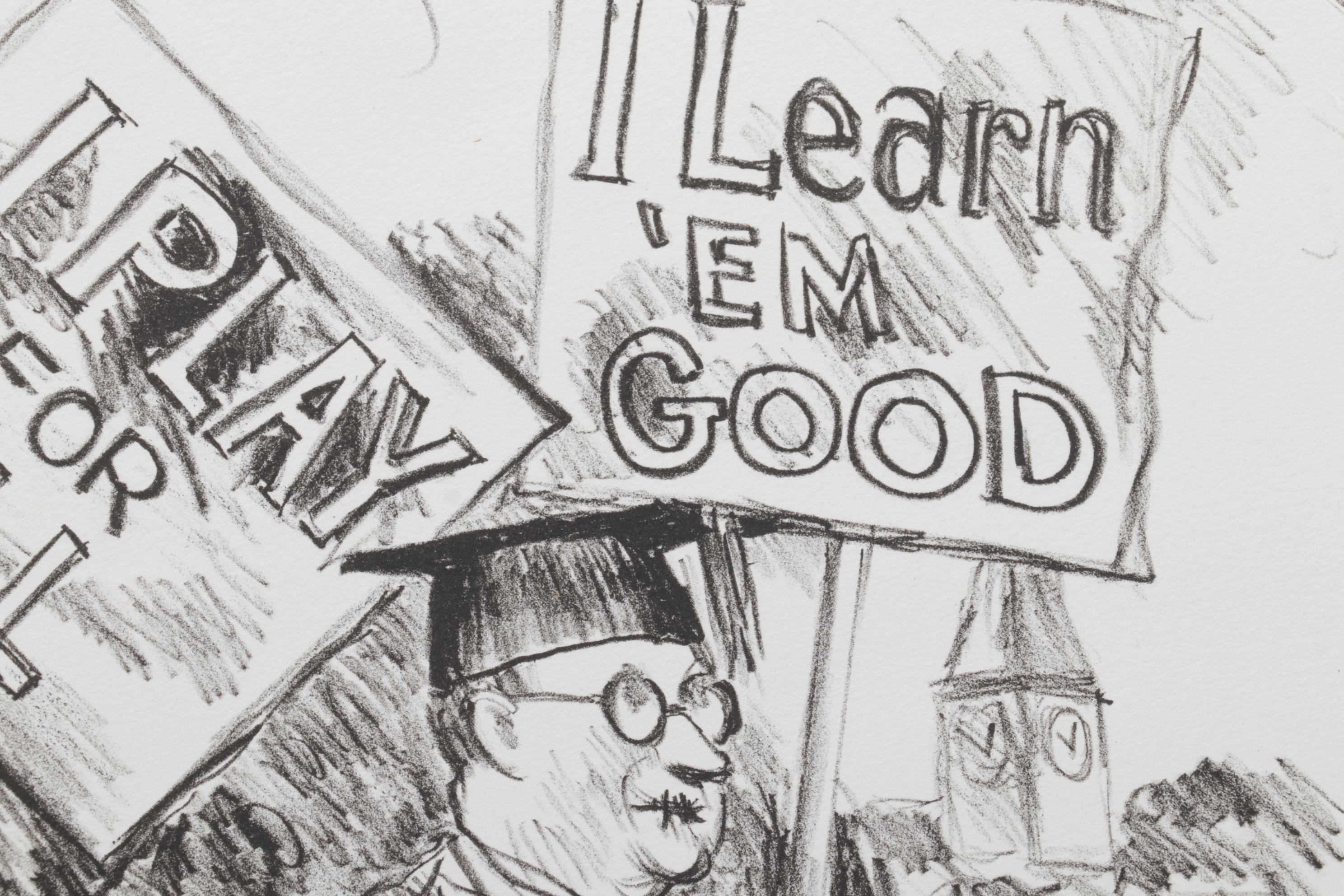 Sidney Chafetz Lithograph "Pickets," 1987