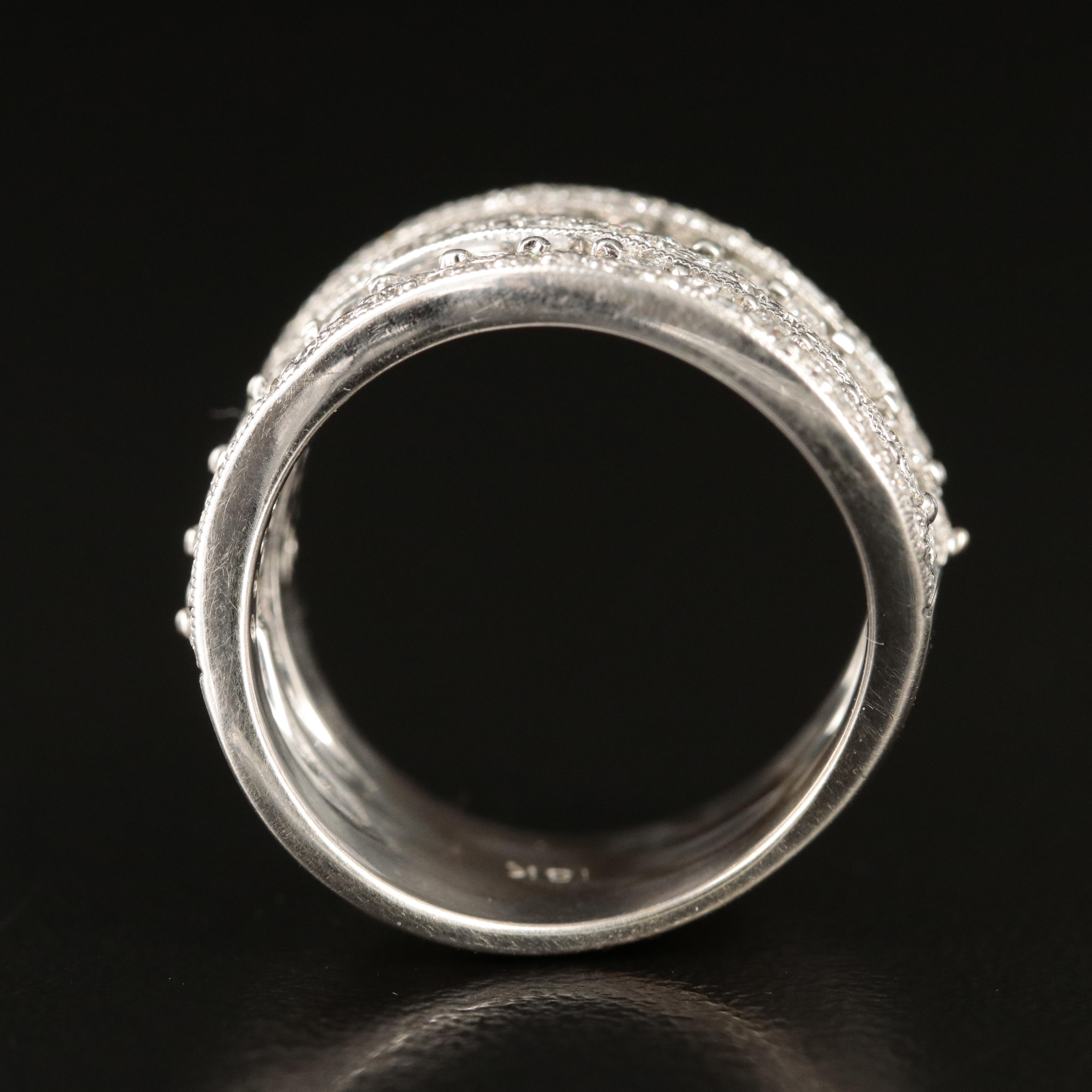 18K 0.86 CTW Diamond Multi-Row Undulating Ring