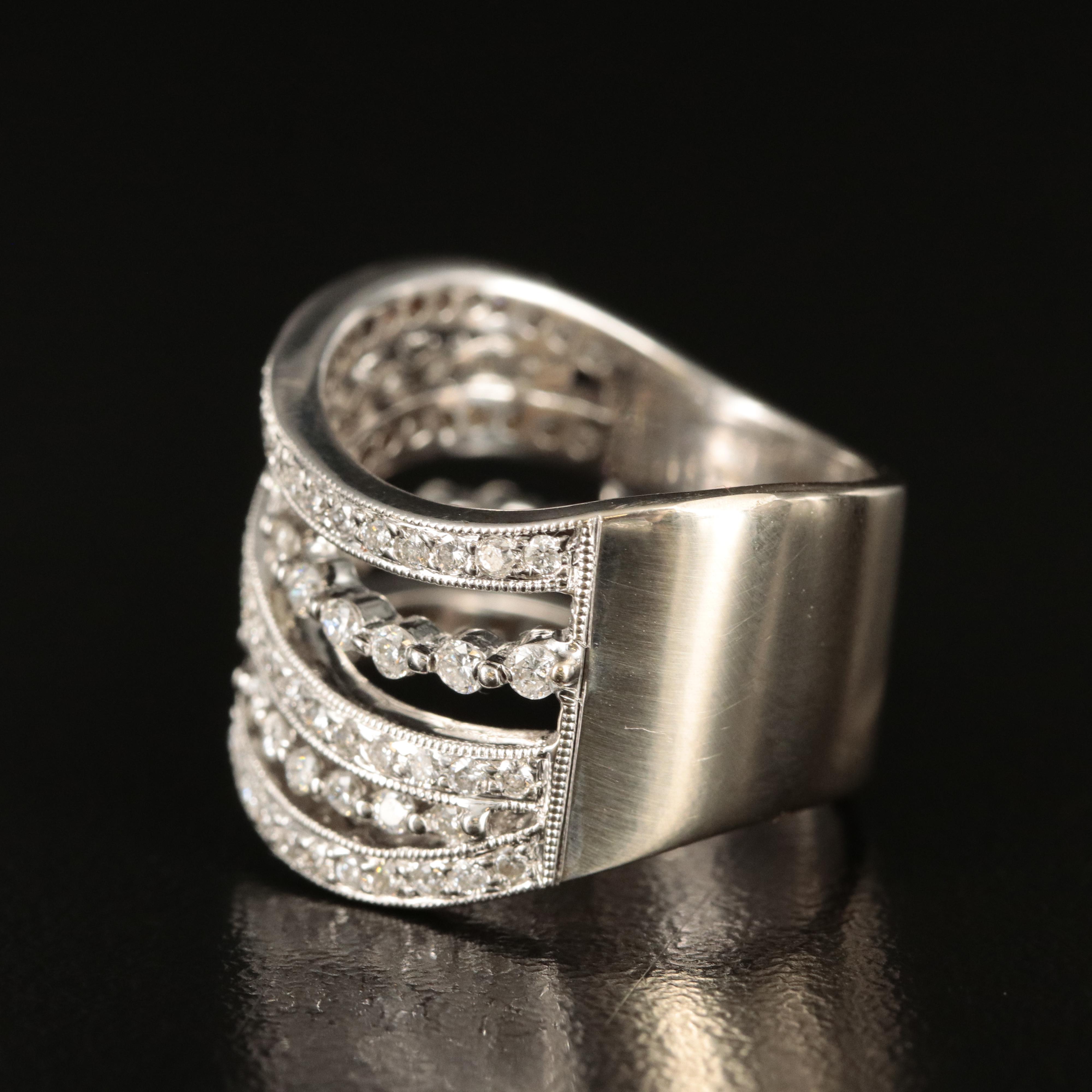 18K 0.86 CTW Diamond Multi-Row Undulating Ring