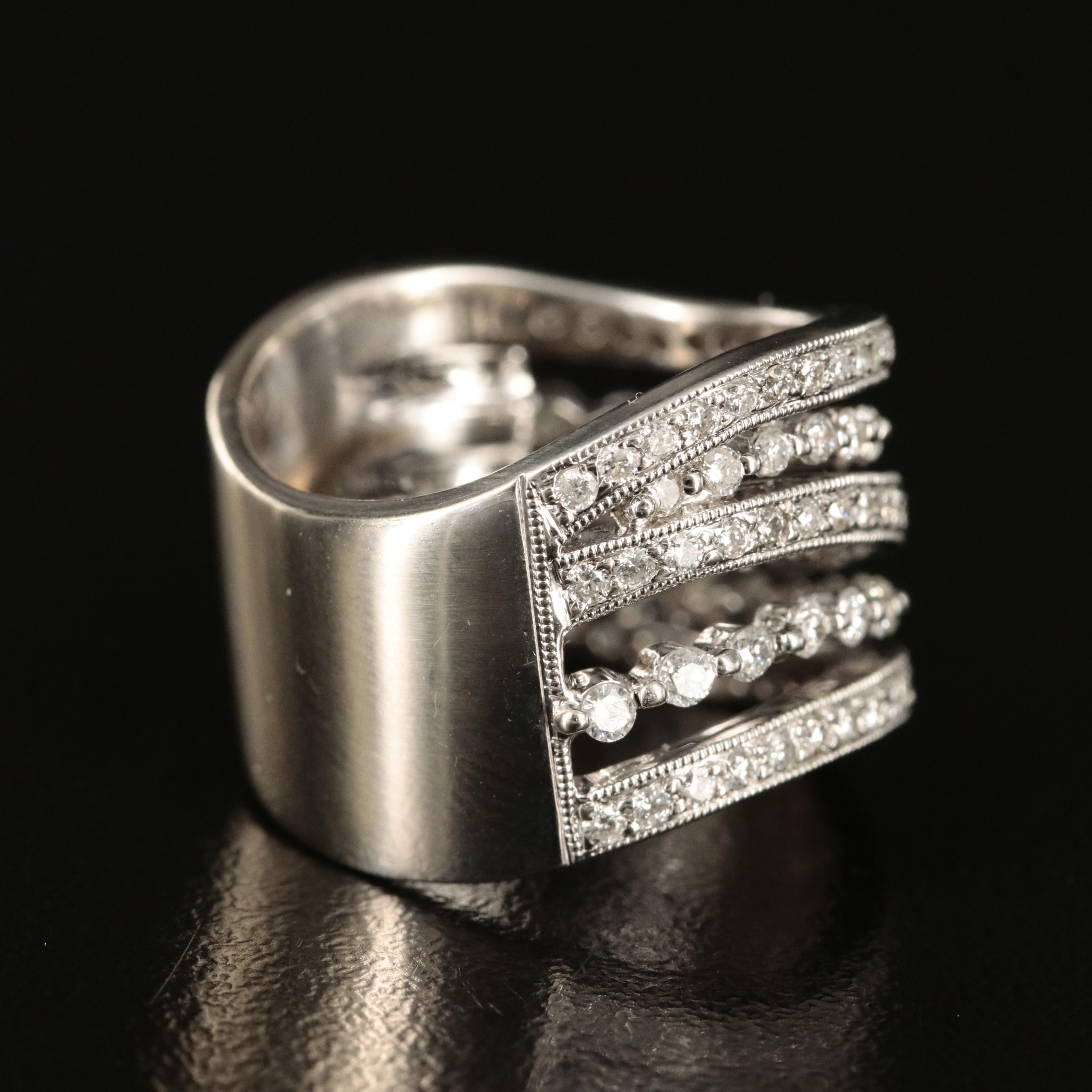 18K 0.86 CTW Diamond Multi-Row Undulating Ring