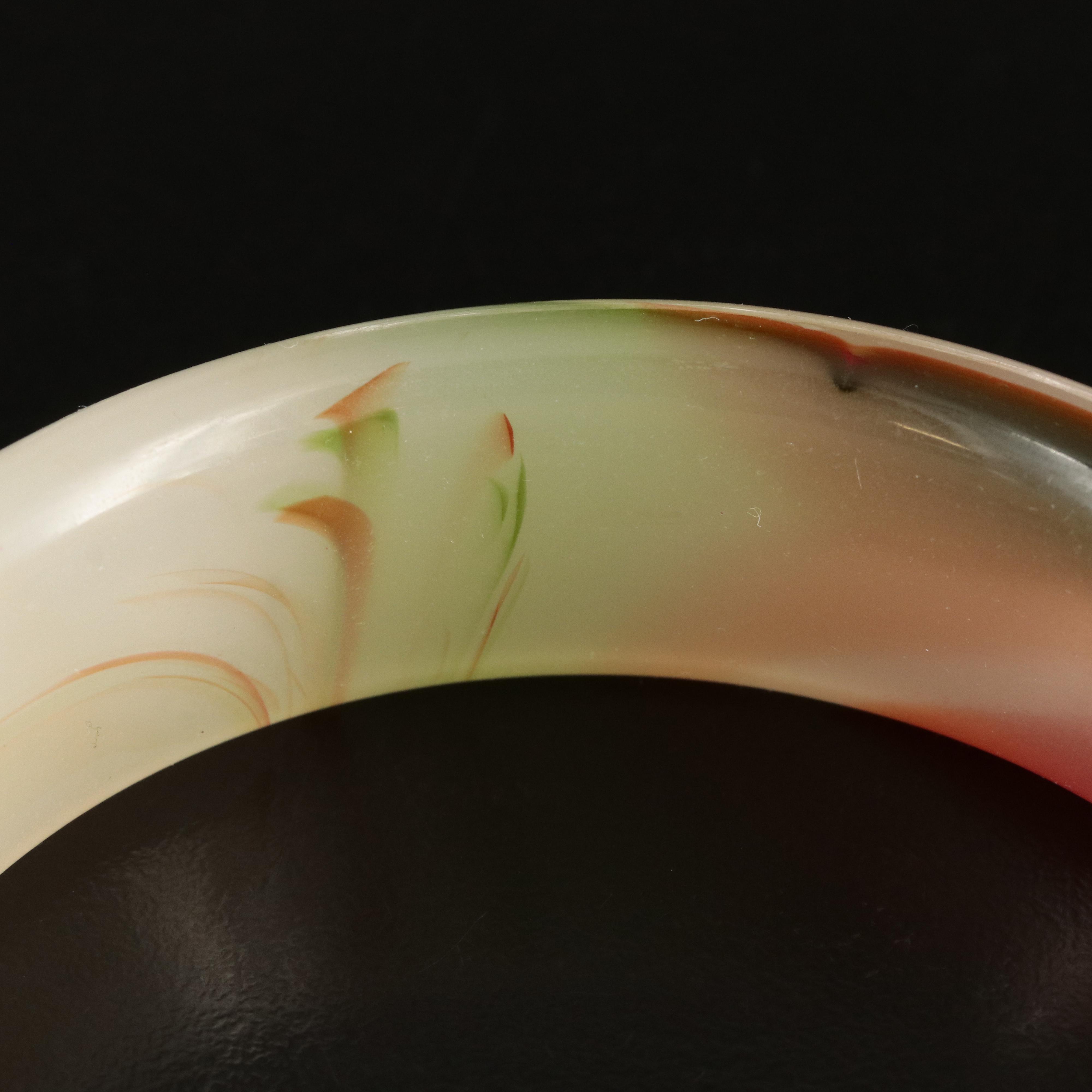 Agate Hololith Bangle with Jadeite Bracelet
