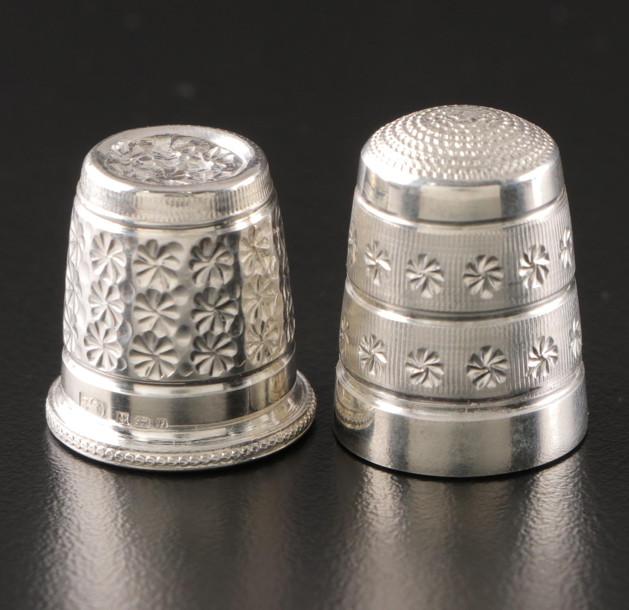 English Sterling Silver Thimbles, Late 20th Century