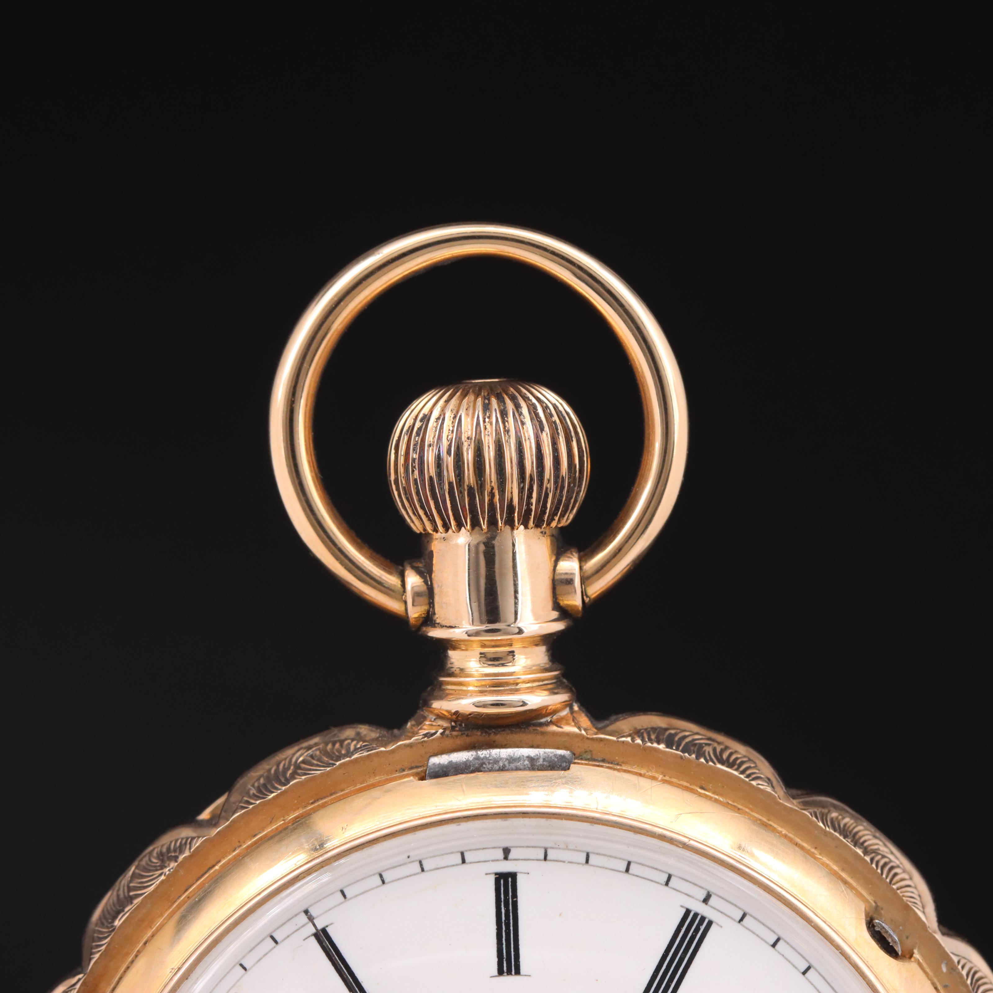 14K Elgin Scalloped Edge Hunting Case Pocket Watch