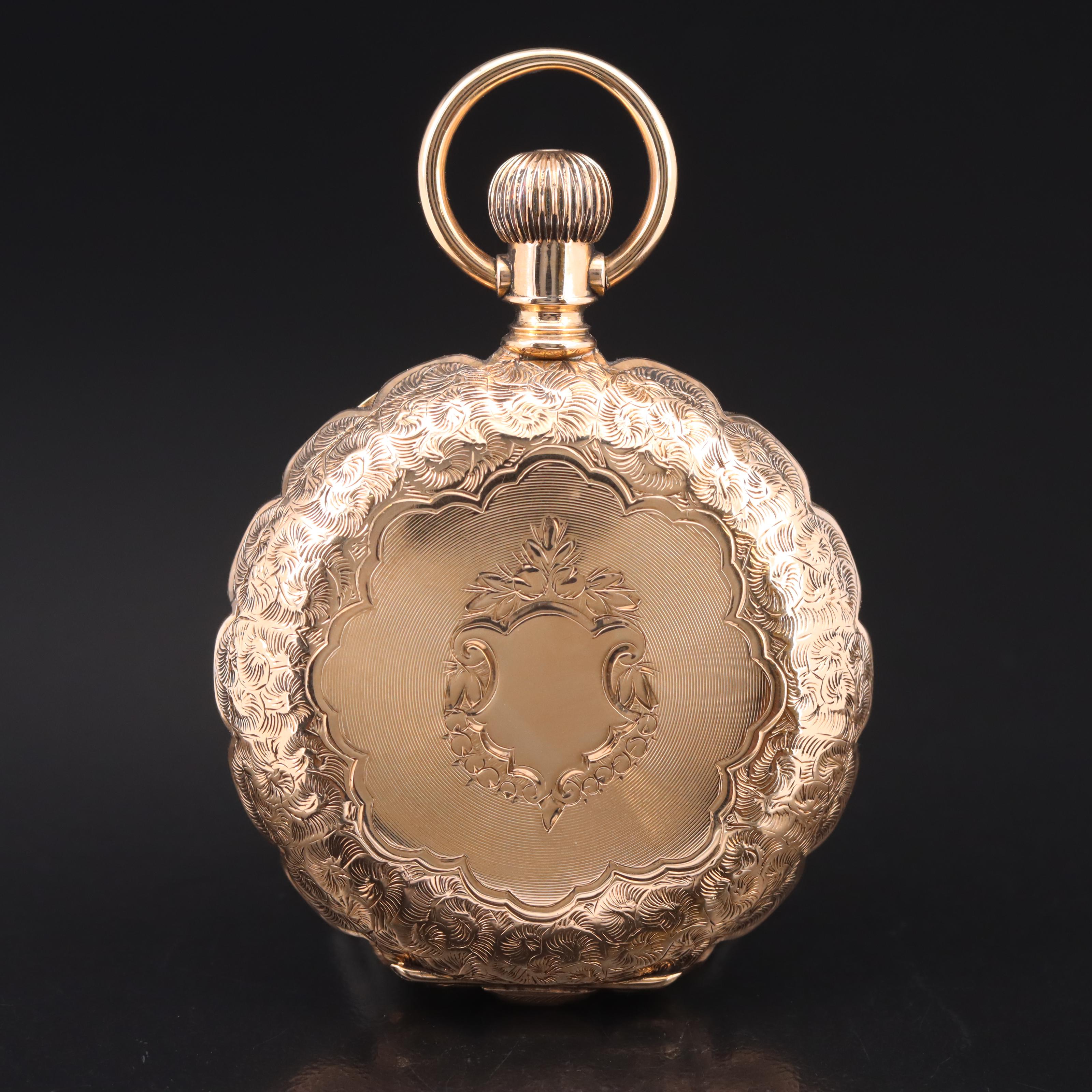 14K Elgin Scalloped Edge Hunting Case Pocket Watch
