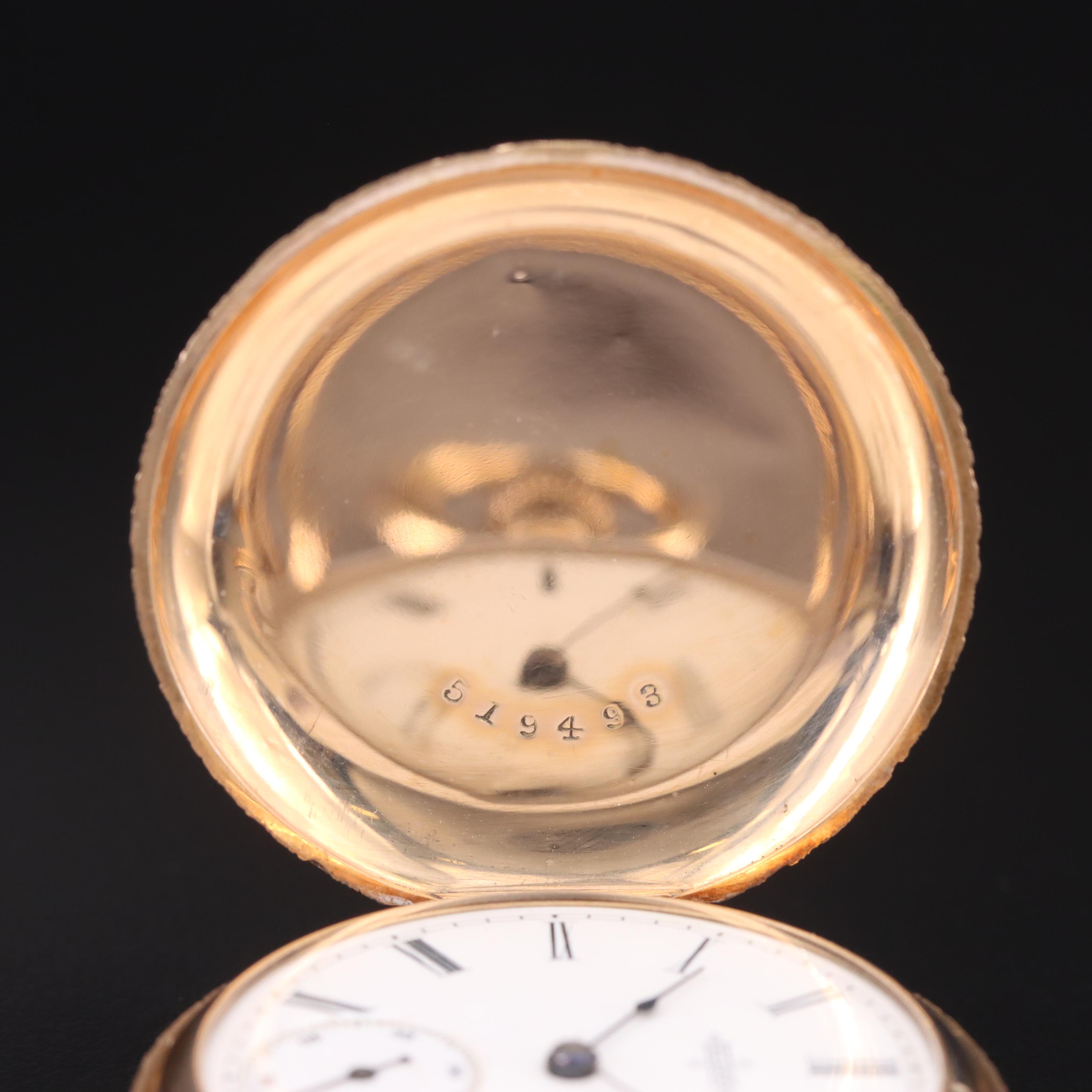 14K Elgin Scalloped Edge Hunting Case Pocket Watch