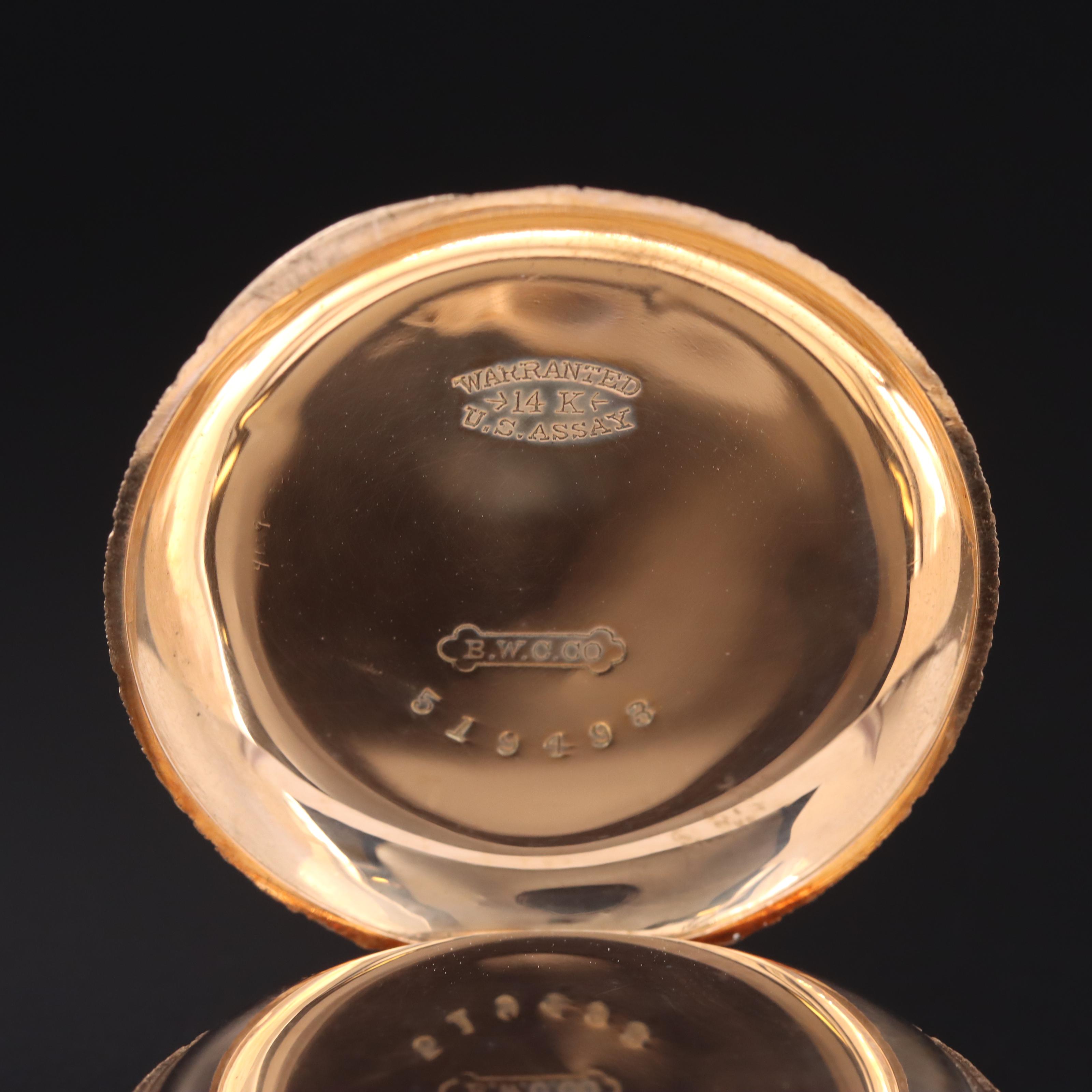 14K Elgin Scalloped Edge Hunting Case Pocket Watch