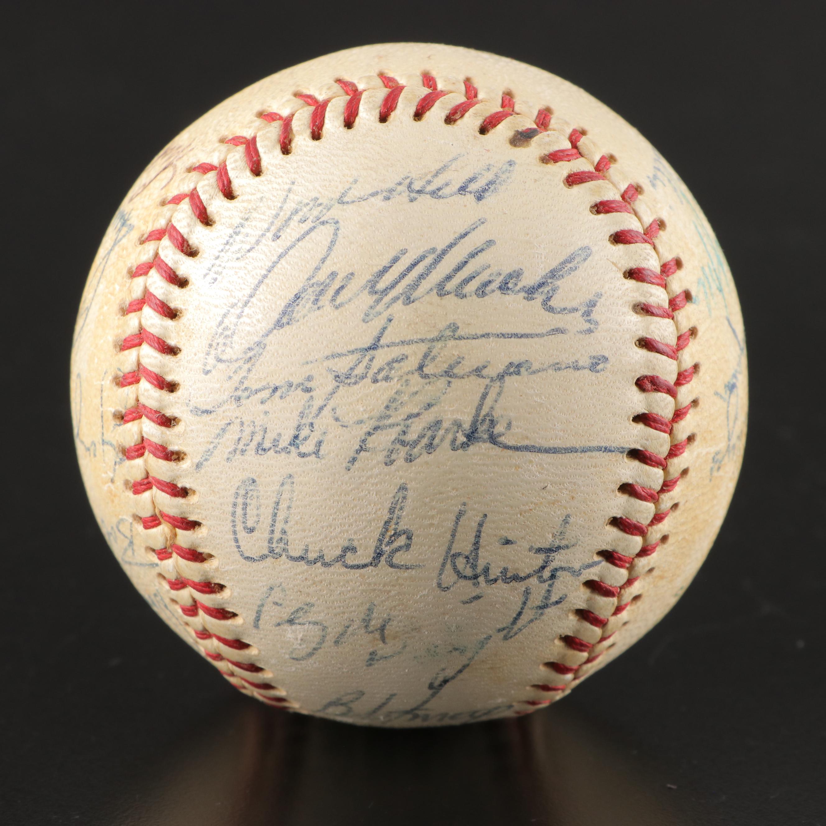 1968 California Angels Team Signed Baseball with Bob Feller Signed Baseball