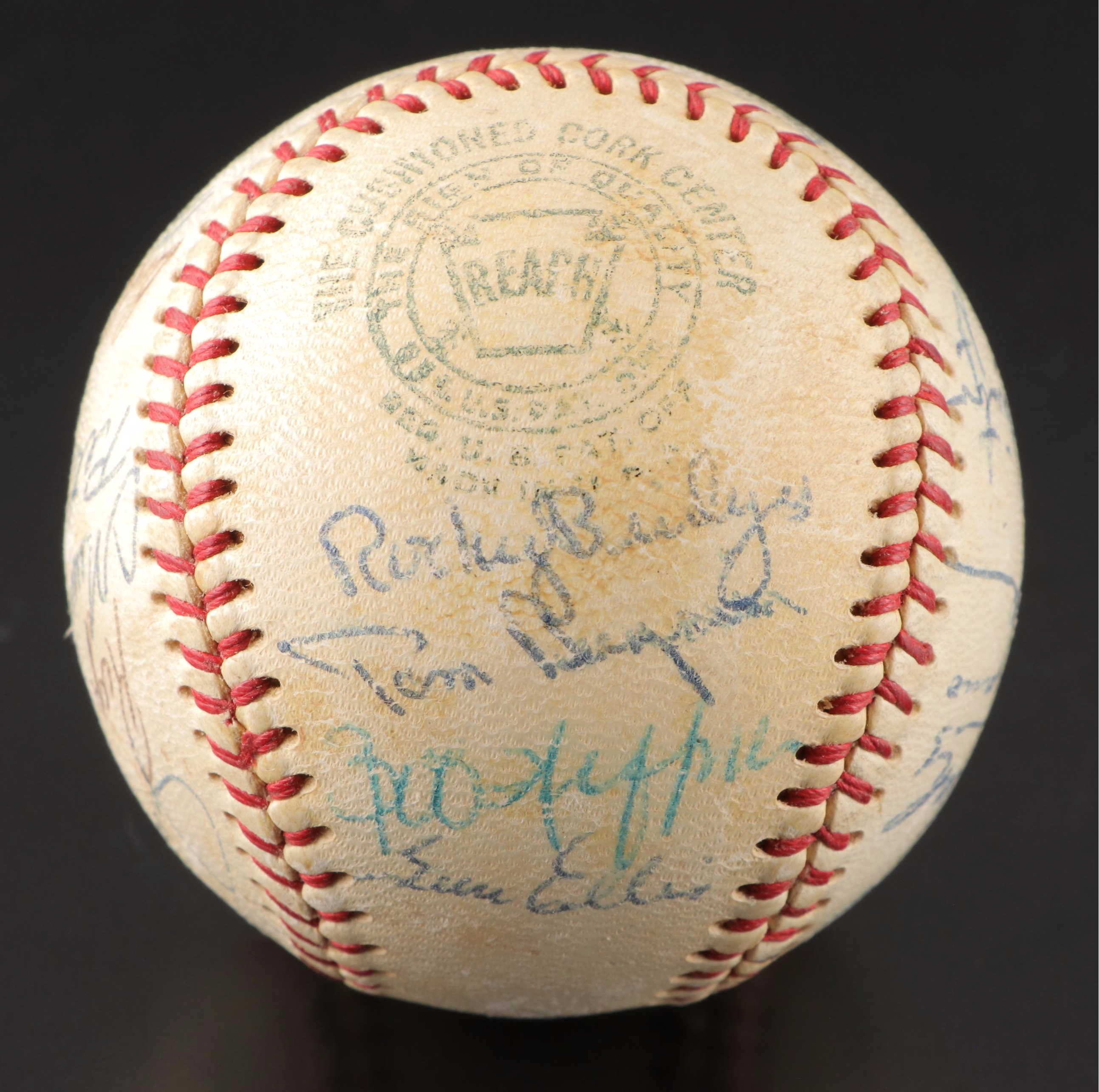 1968 California Angels Team Signed Baseball with Bob Feller Signed Baseball
