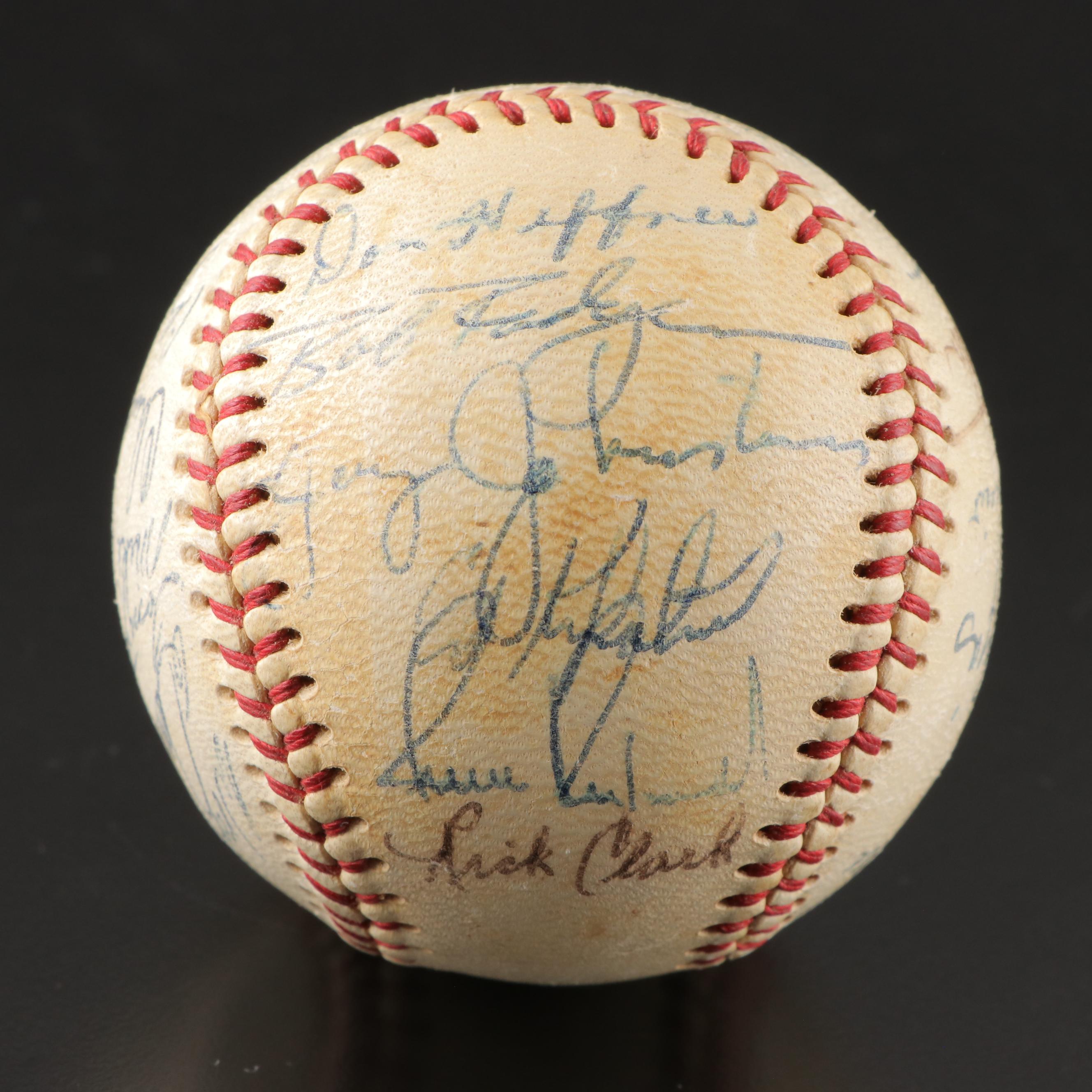 1968 California Angels Team Signed Baseball with Bob Feller Signed Baseball
