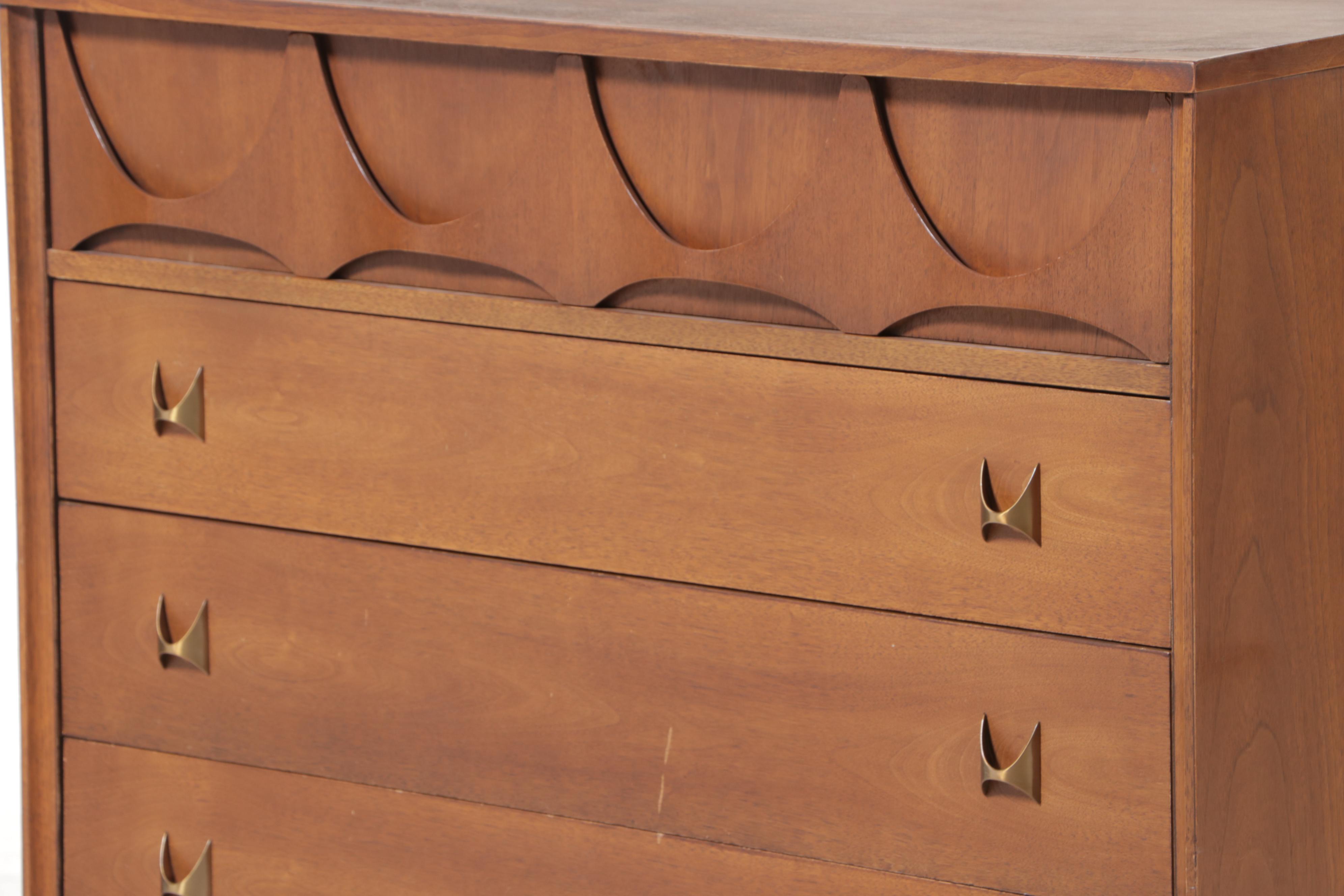 Broyhill "Brasilia" Mid Century Modern Walnut Five-Drawer Chest