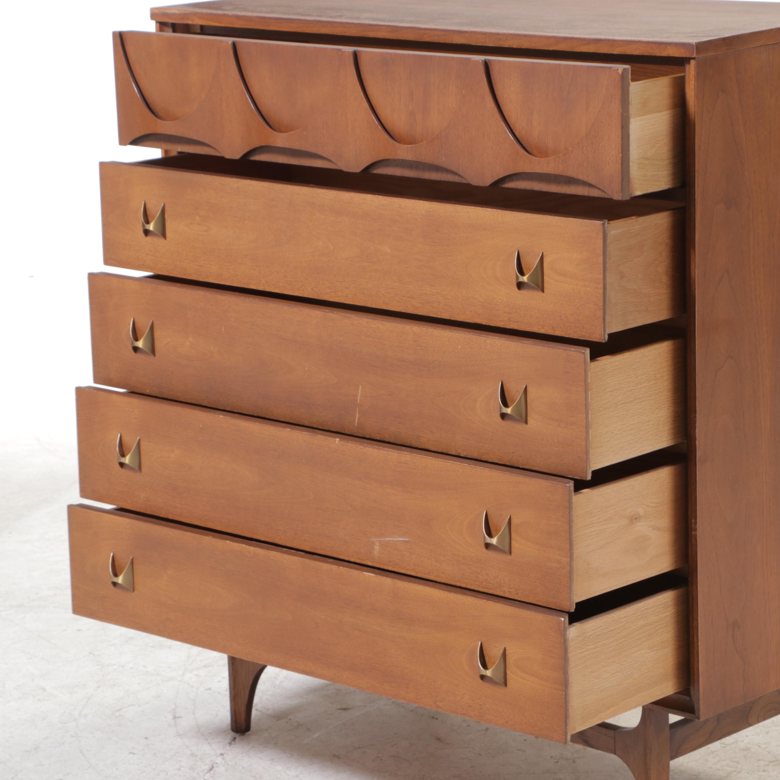 Broyhill "Brasilia" Mid Century Modern Walnut Five-Drawer Chest
