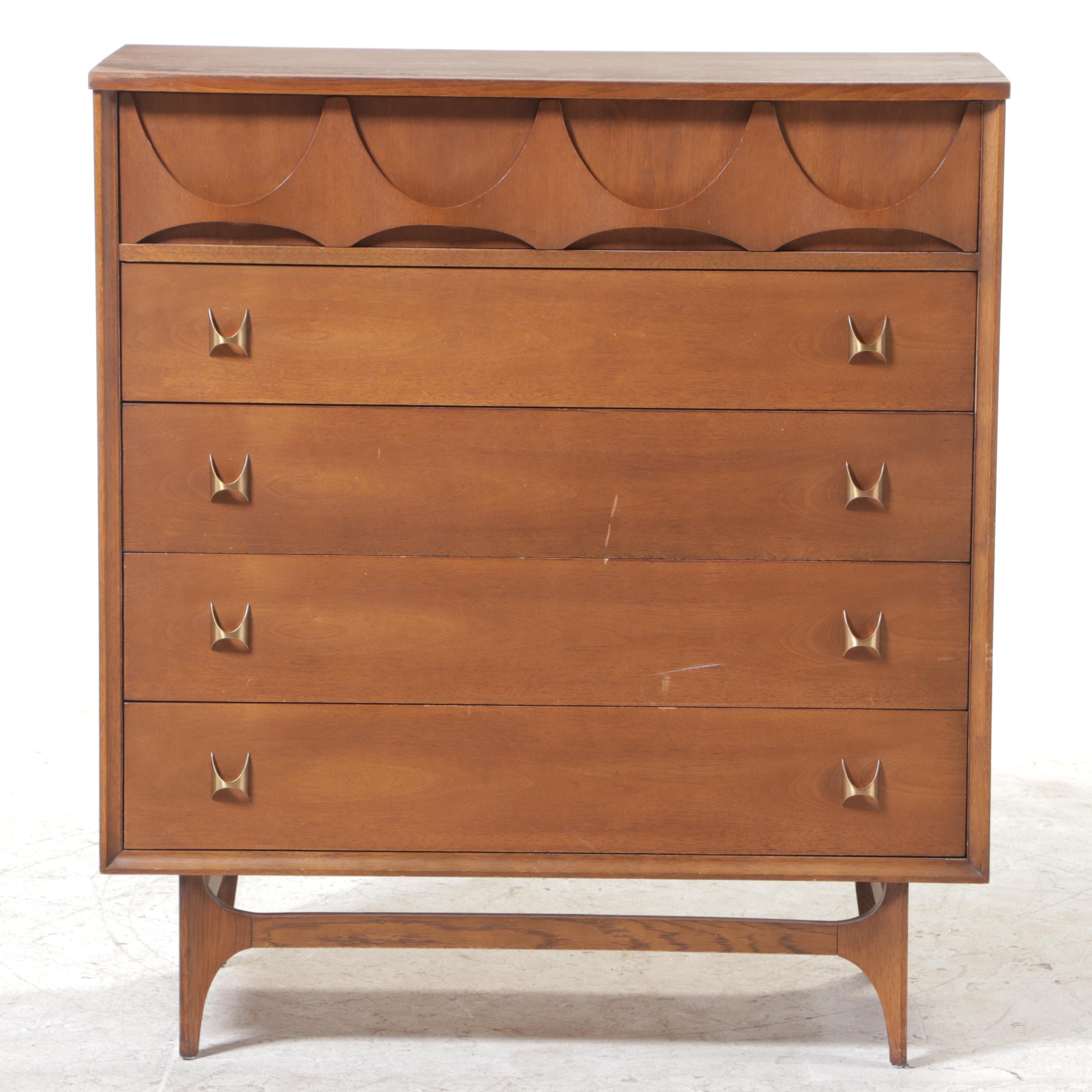 Broyhill "Brasilia" Mid Century Modern Walnut Five-Drawer Chest