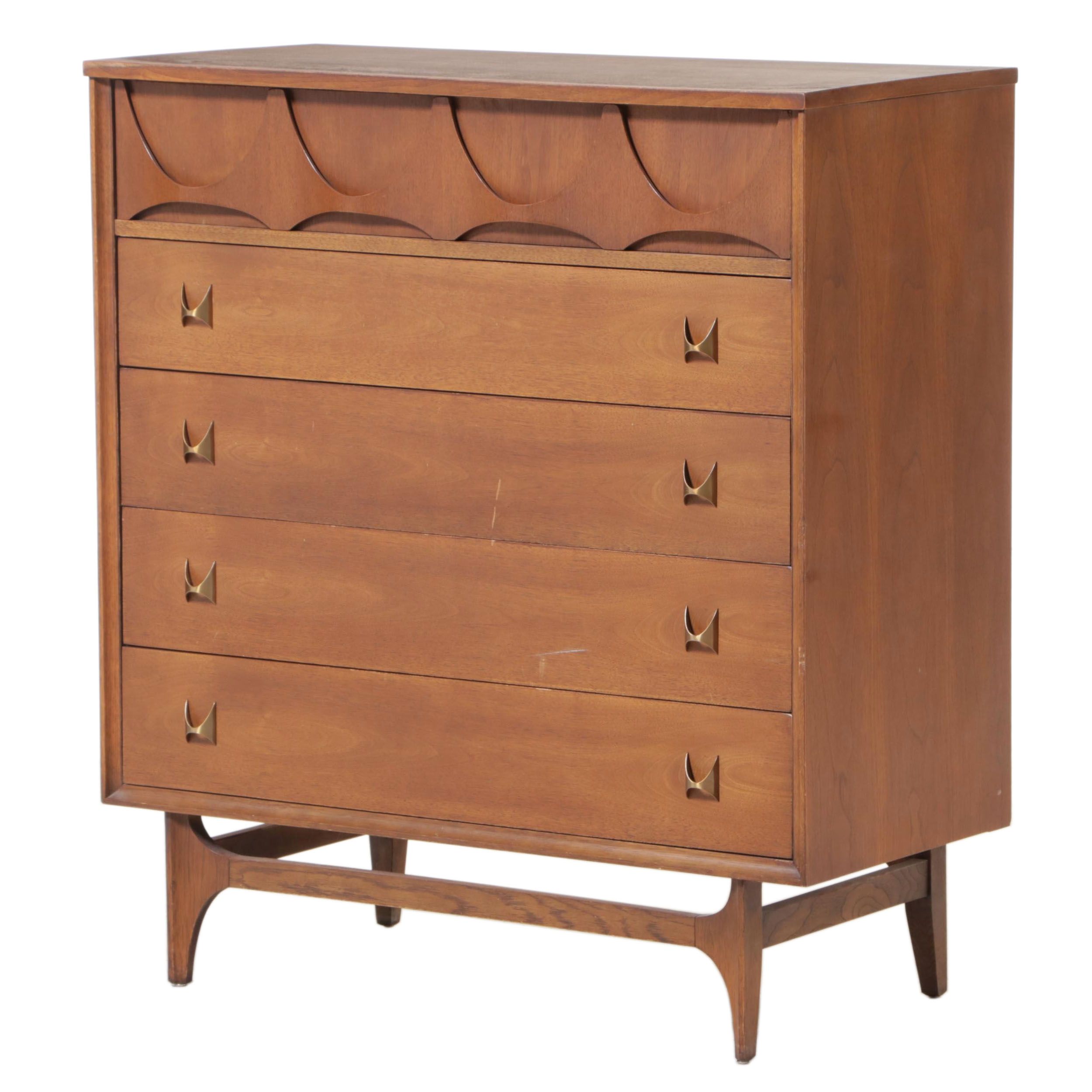 Broyhill "Brasilia" Mid Century Modern Walnut Five-Drawer Chest