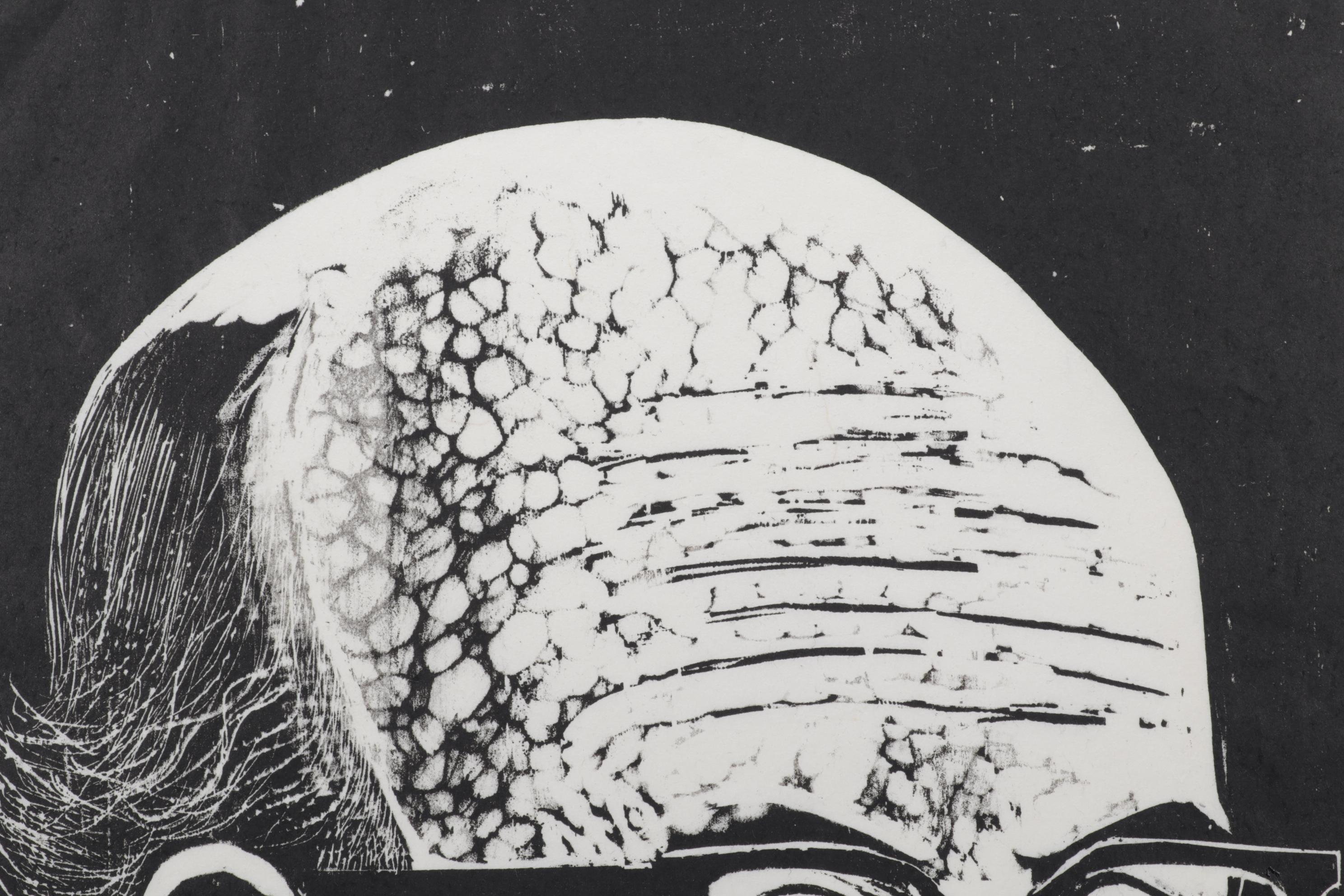 Sidney Chafetz Woodcut "John Barth," 1974