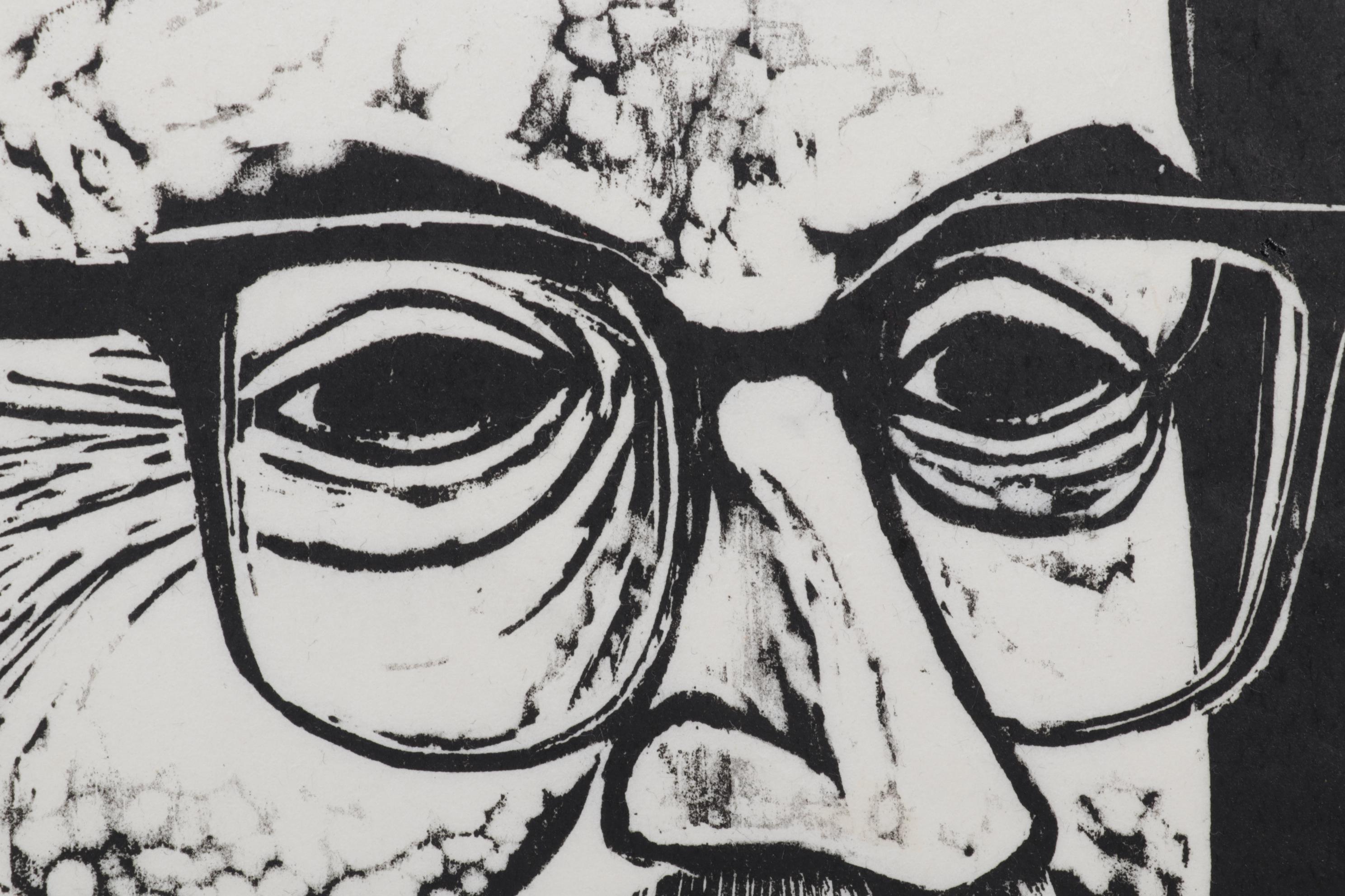 Sidney Chafetz Woodcut "John Barth," 1974