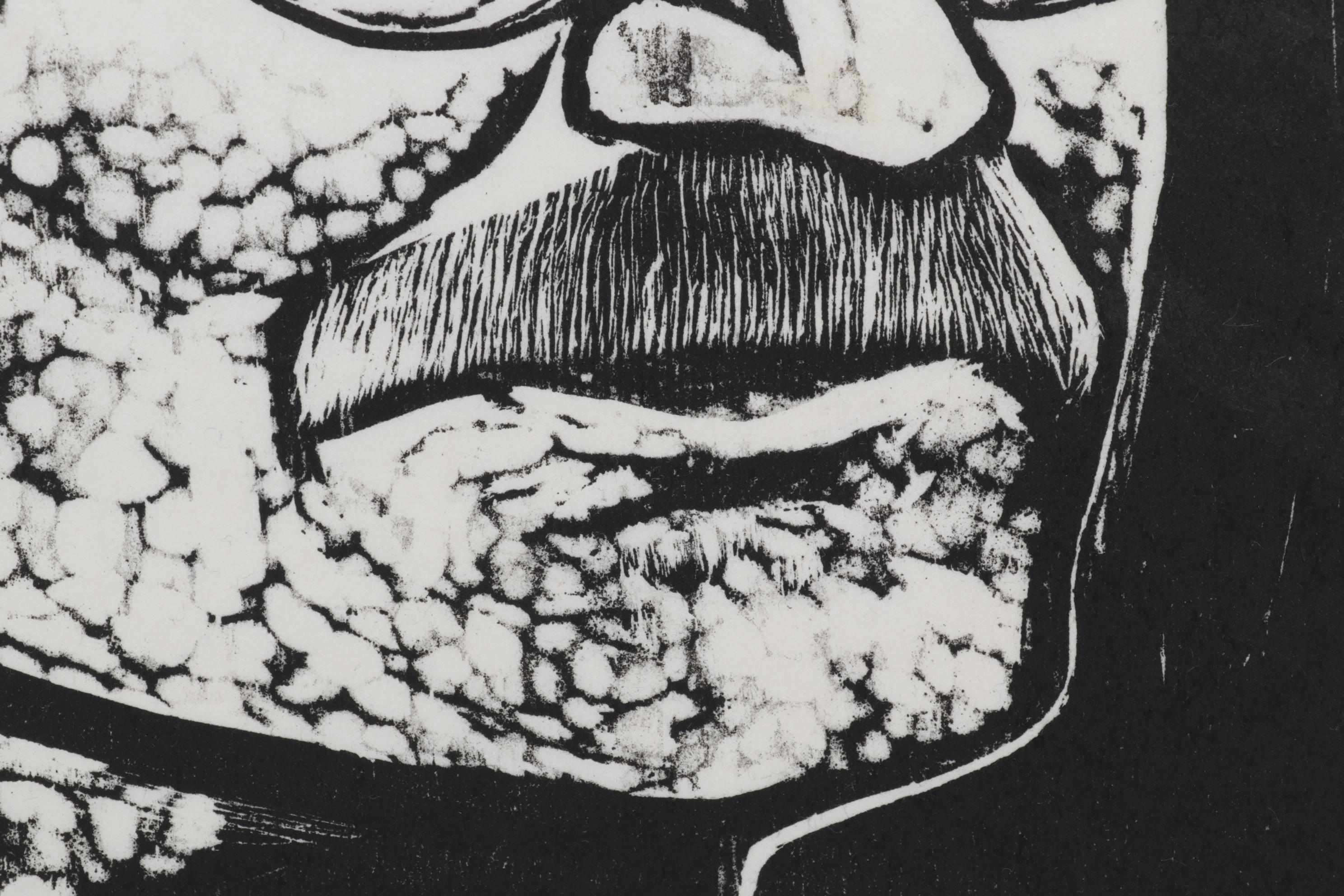 Sidney Chafetz Woodcut "John Barth," 1974