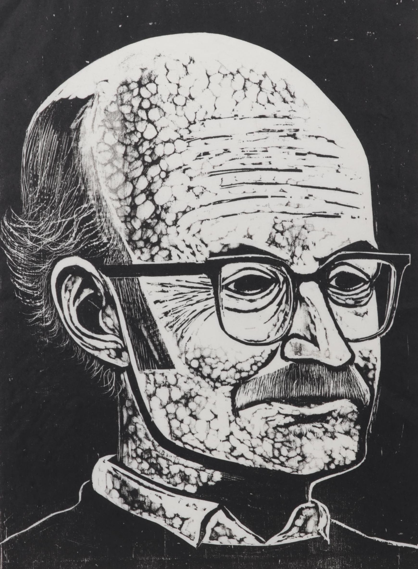 Sidney Chafetz Woodcut "John Barth," 1974