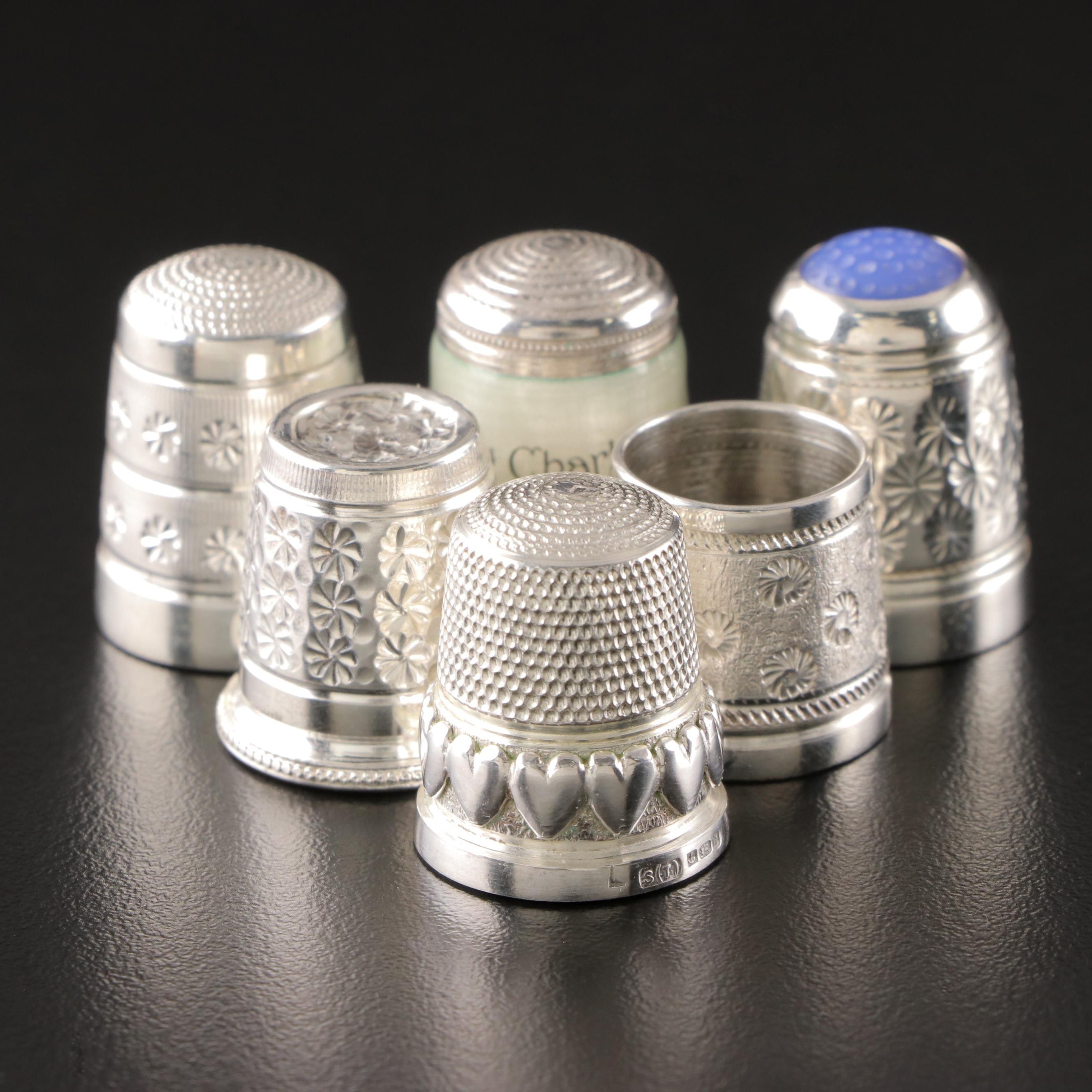 English Sterling Silver Thimbles, Late 20th Century
