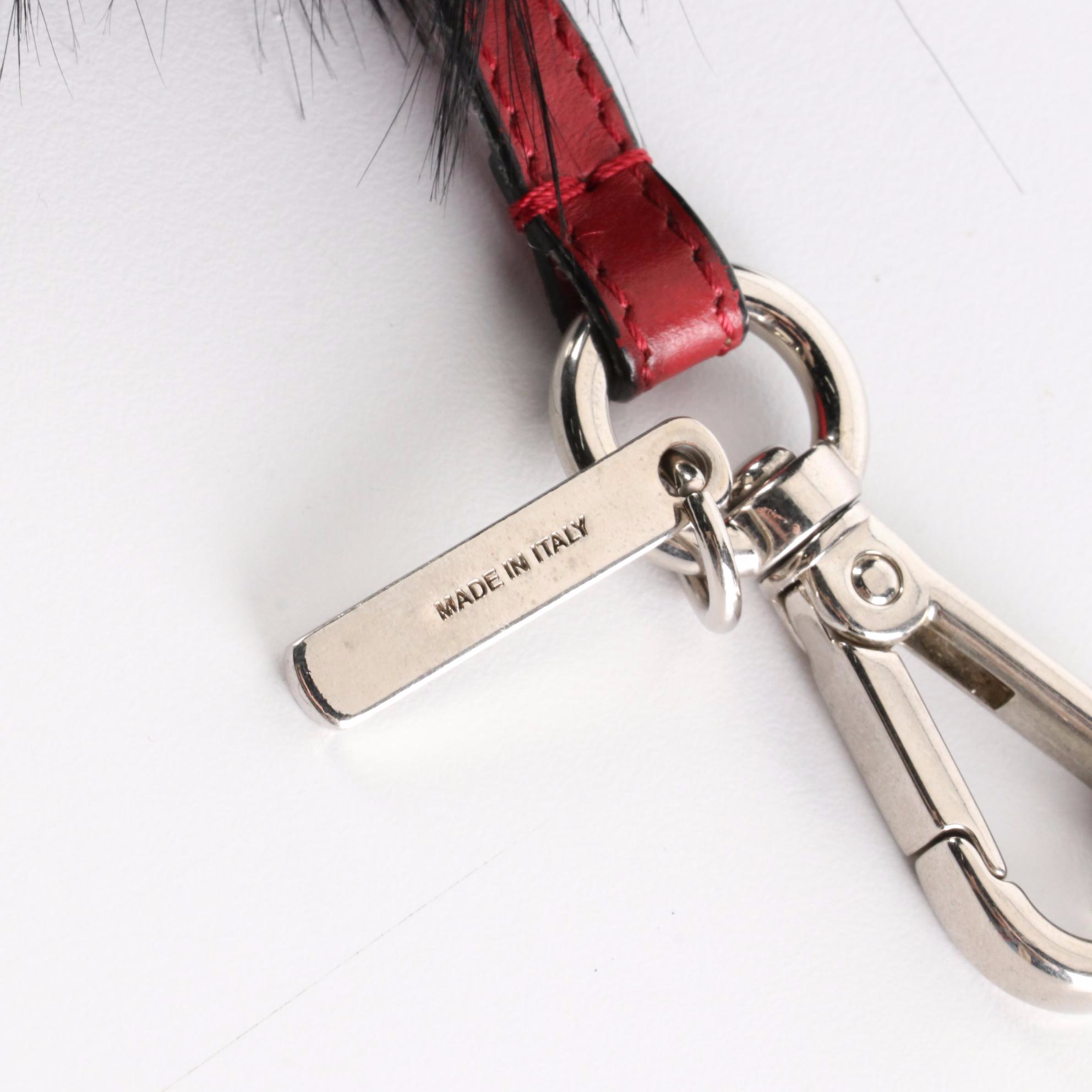 Fendi Monster Fox Fur and Leather Keychain/Bag Charm