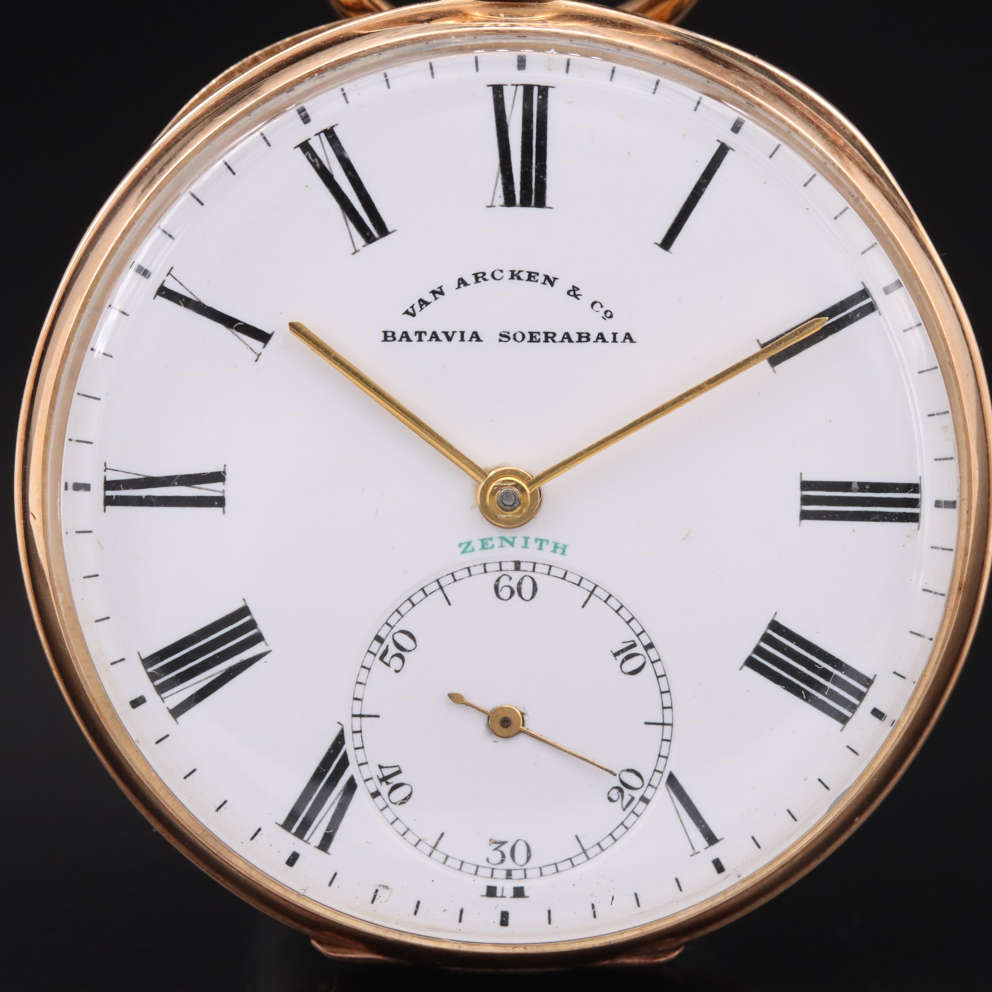 Vintage 14K Van Arken Zenith Pocket Watch