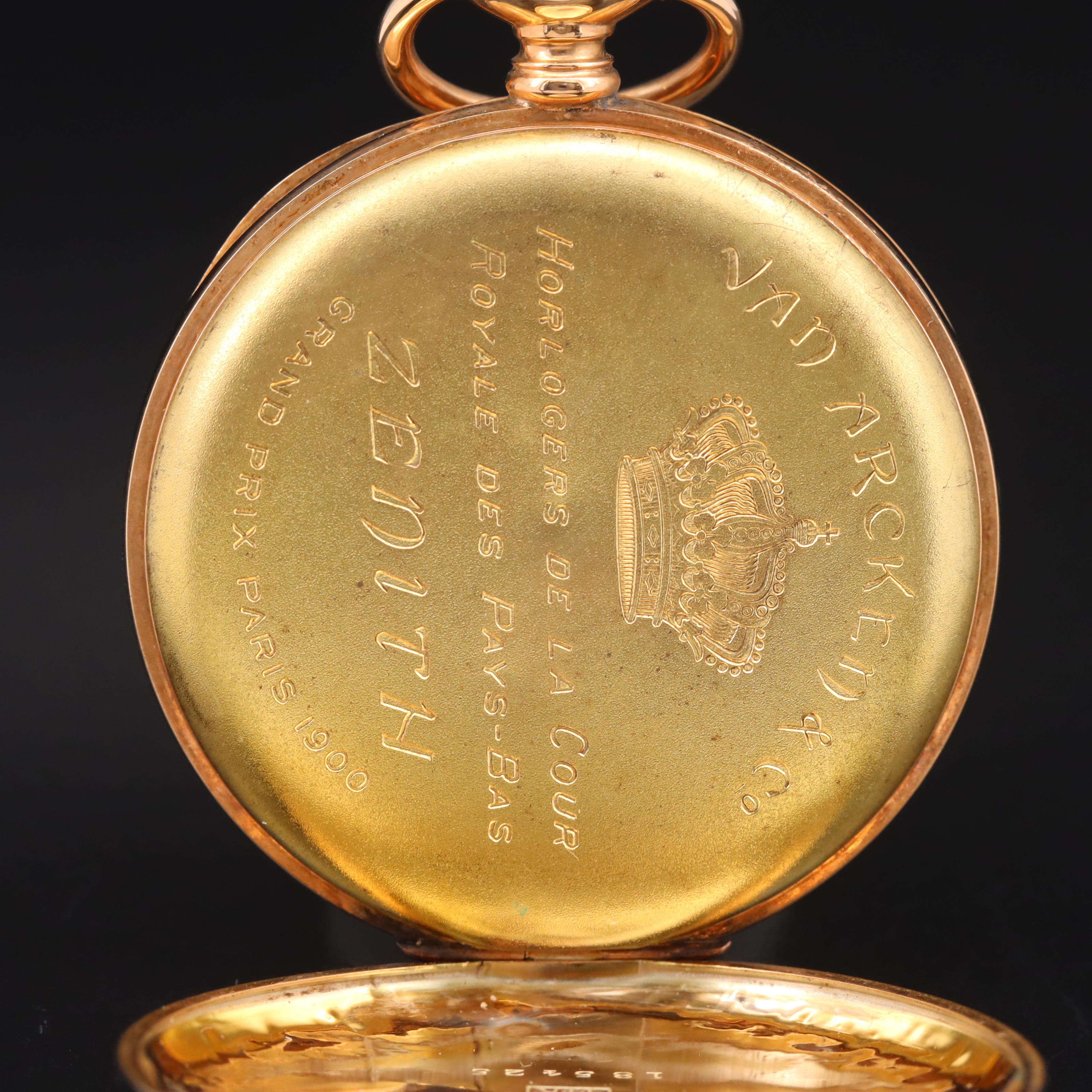 Vintage 14K Van Arken Zenith Pocket Watch