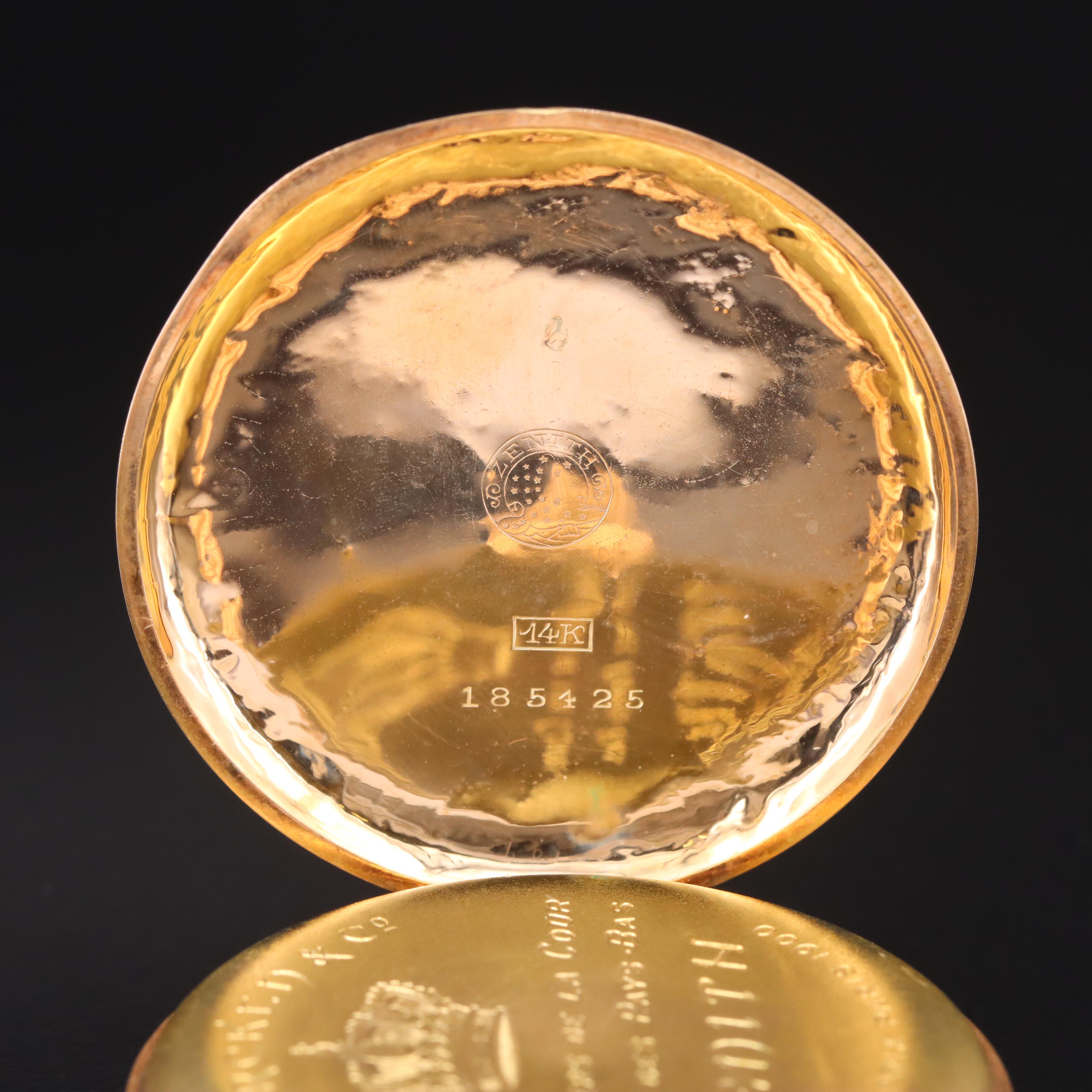 Vintage 14K Van Arken Zenith Pocket Watch