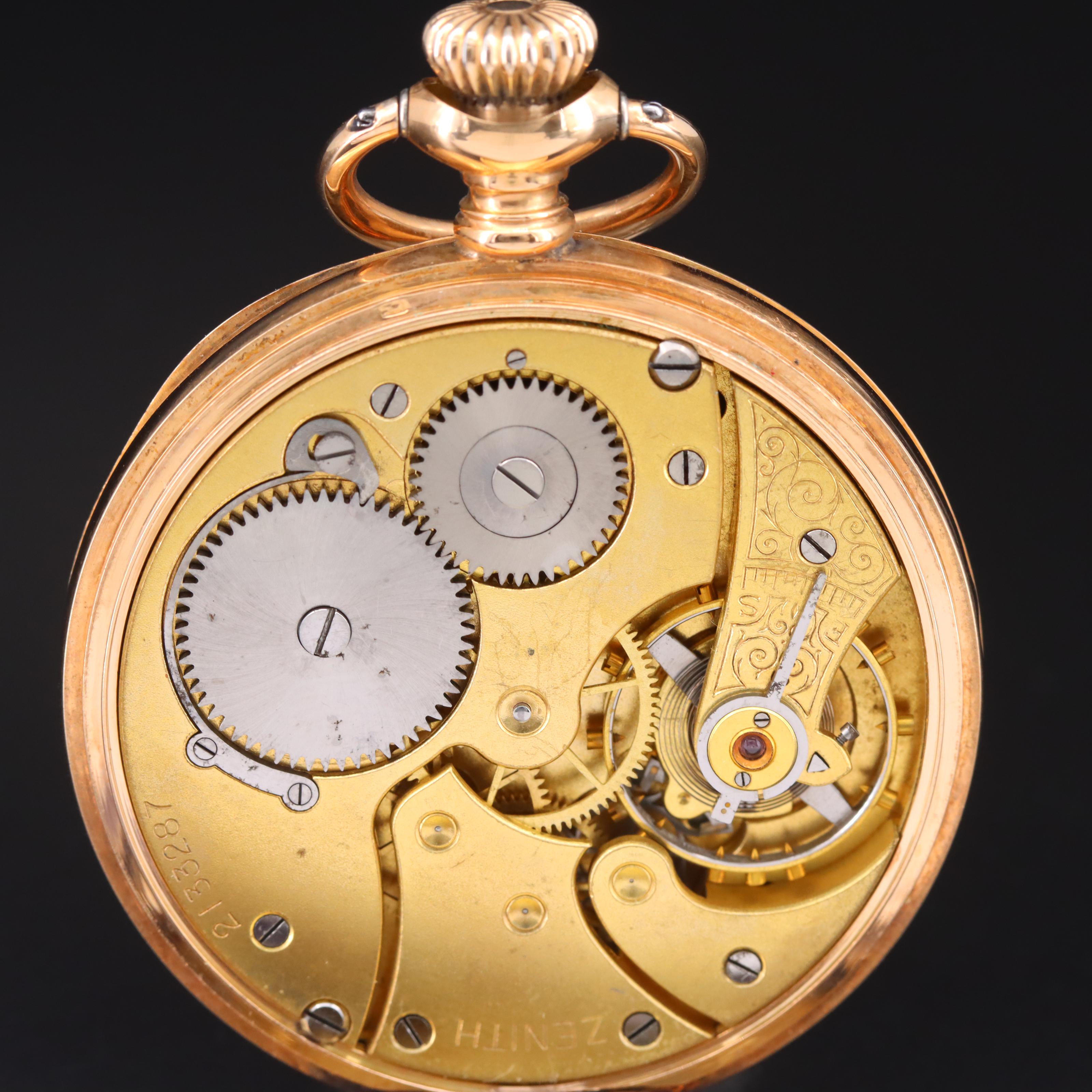 Vintage 14K Van Arken Zenith Pocket Watch