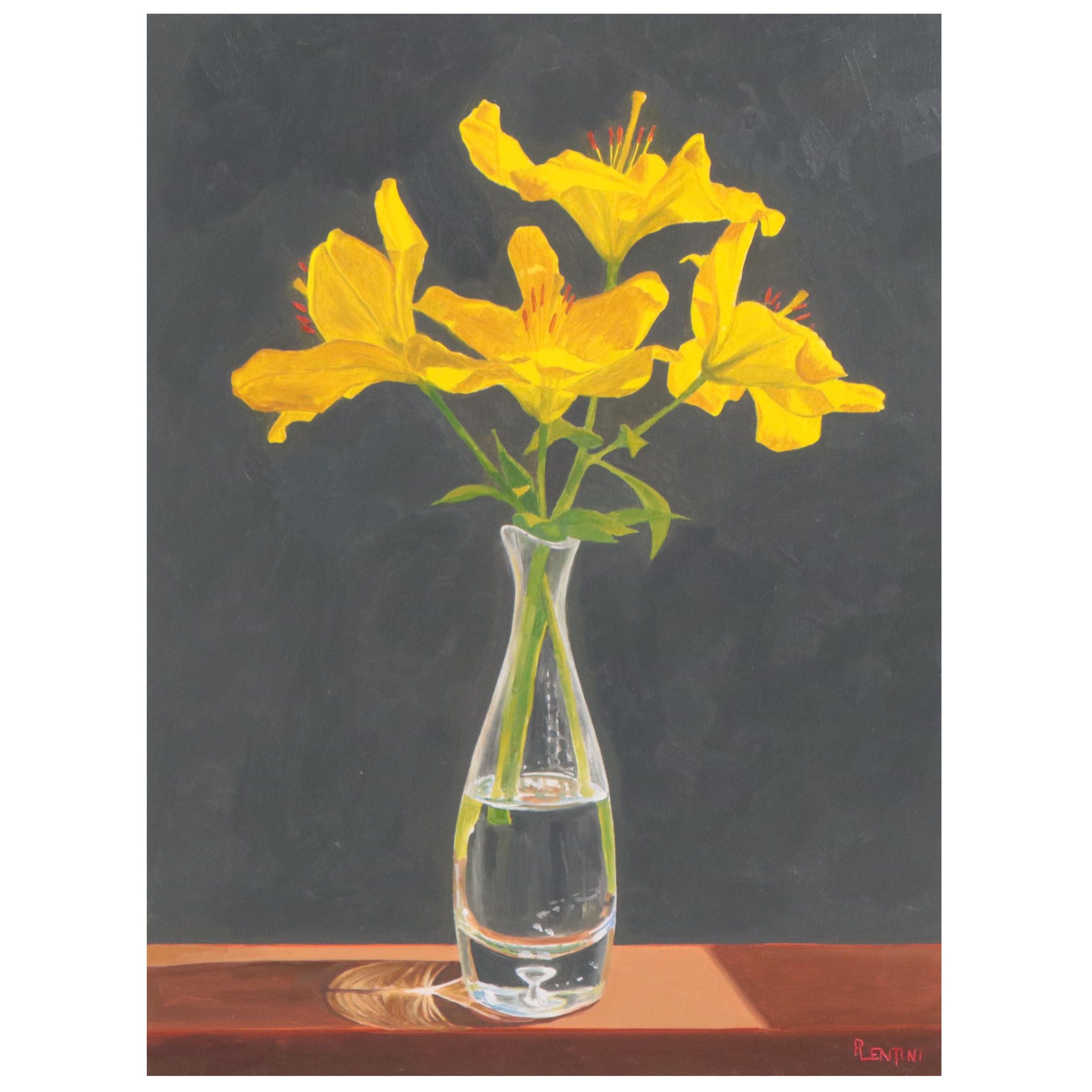 Peter Lentini Still Life Oil Painting "Vitreous Light," 21st Century
