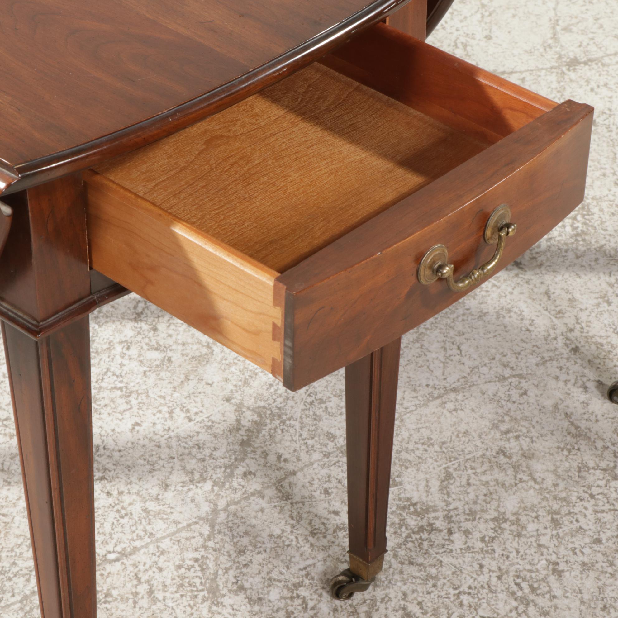 Pair of Ethan Allen "Georgian Court" Cherry Pembroke Tables, Late 20th Century