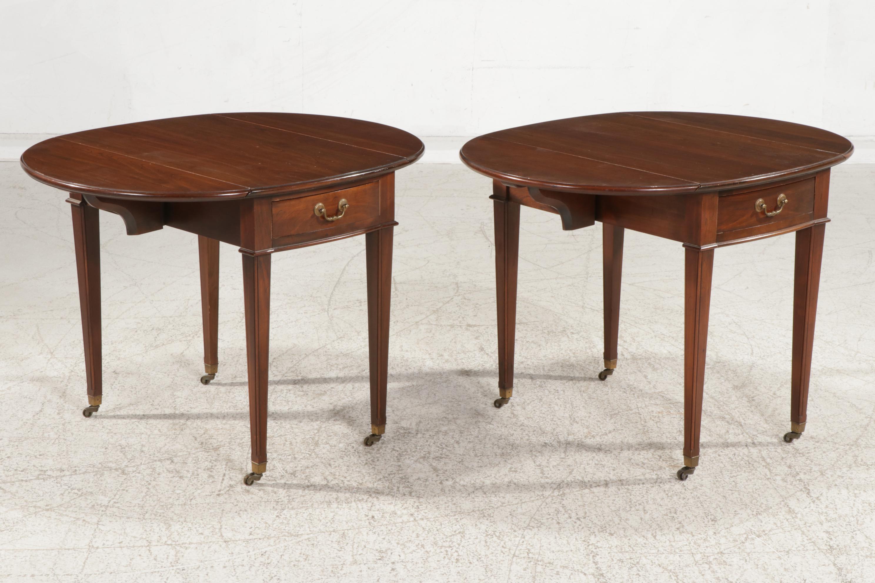 Pair of Ethan Allen "Georgian Court" Cherry Pembroke Tables, Late 20th Century