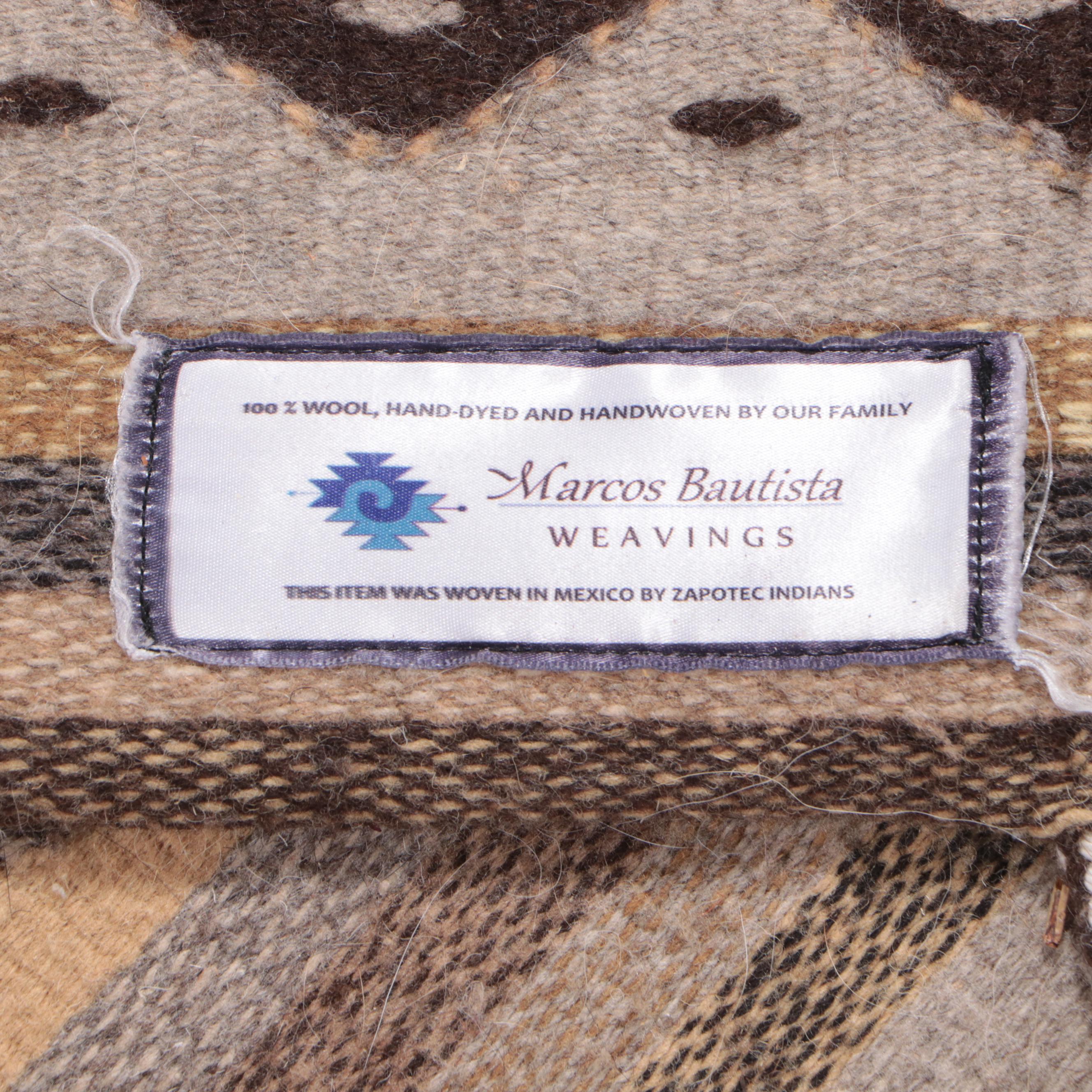 4'2 x 6'7 Handwoven Marcos Bautista Mexican Zapotec Area Rug