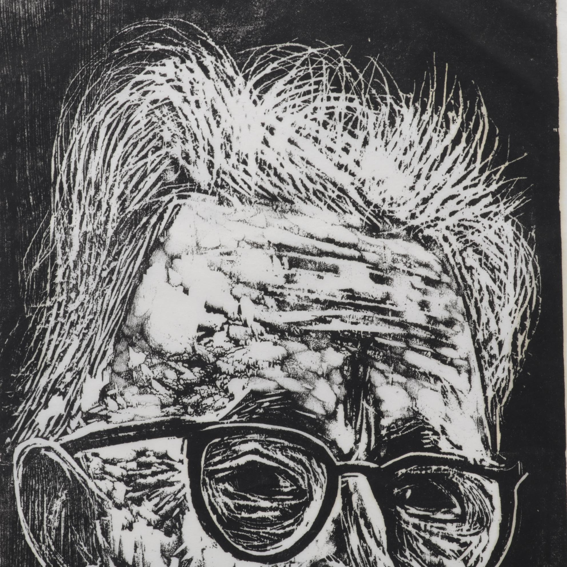 Sidney Chafetz Woodcut "A. J. Muste," 1967