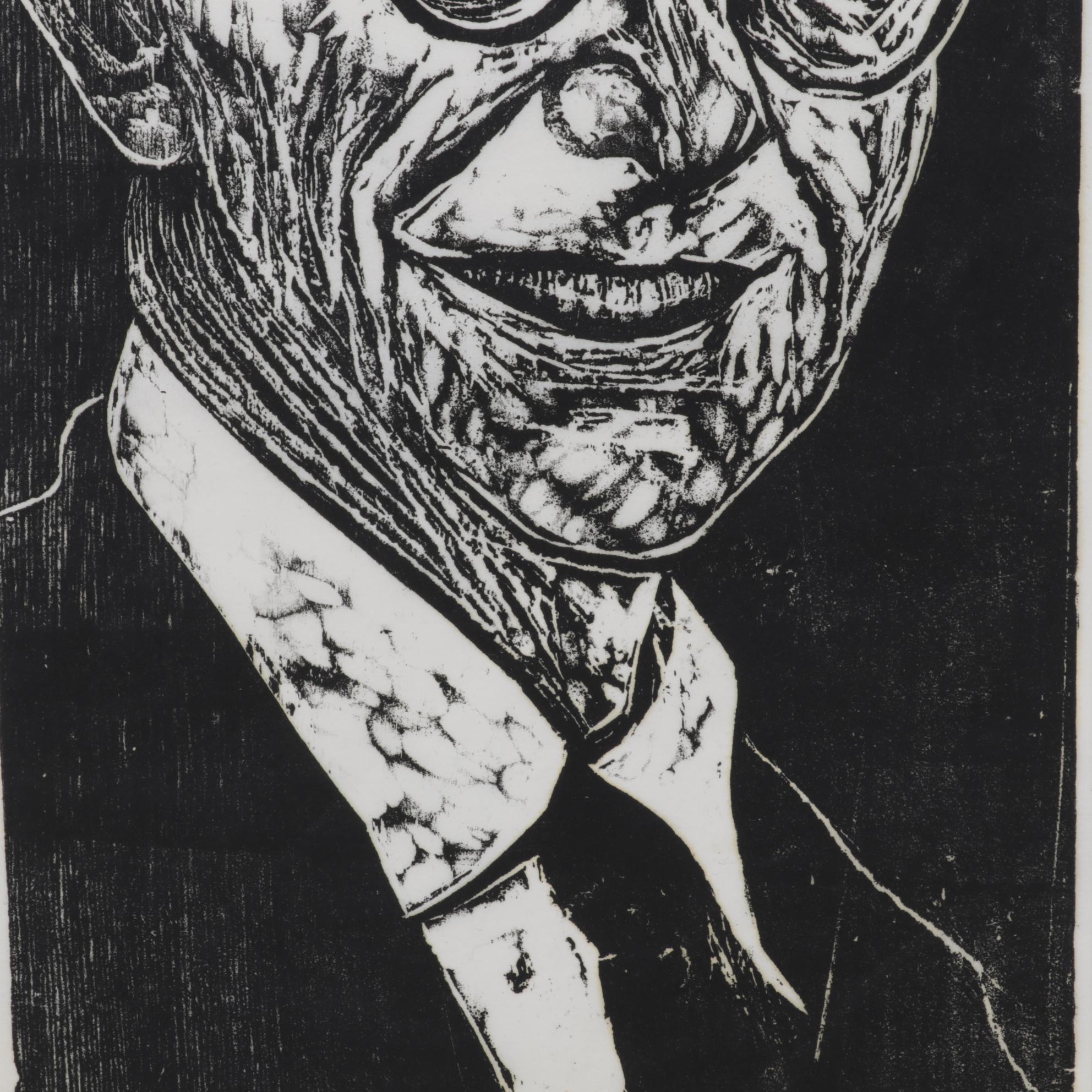 Sidney Chafetz Woodcut "A. J. Muste," 1967